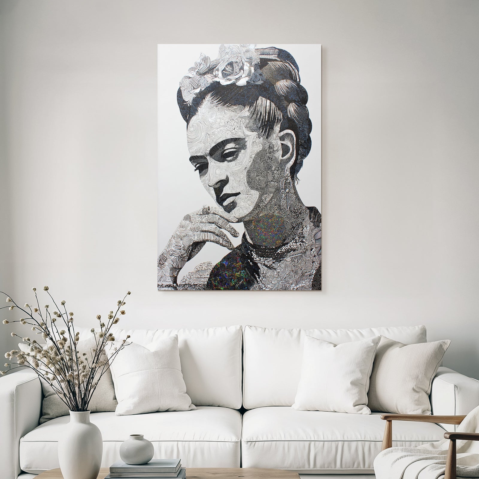 Stylisierte Portrait Einer Frau Mit Intrikater Linienarbeit