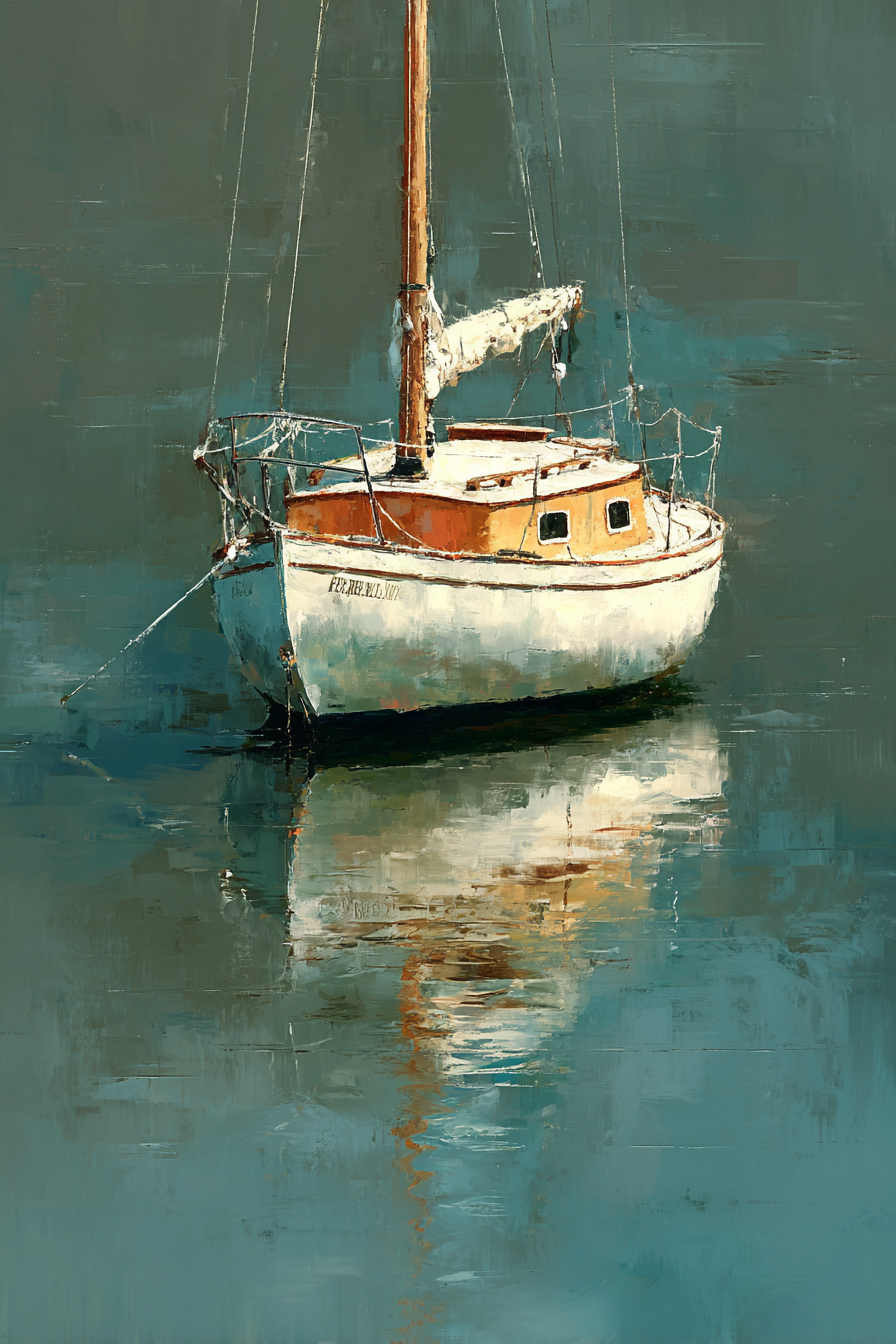 Segelschiff Auf Ruhigem Wasser Mit Reflexion | Boote und Schiffe | Mobilitaet und Technik