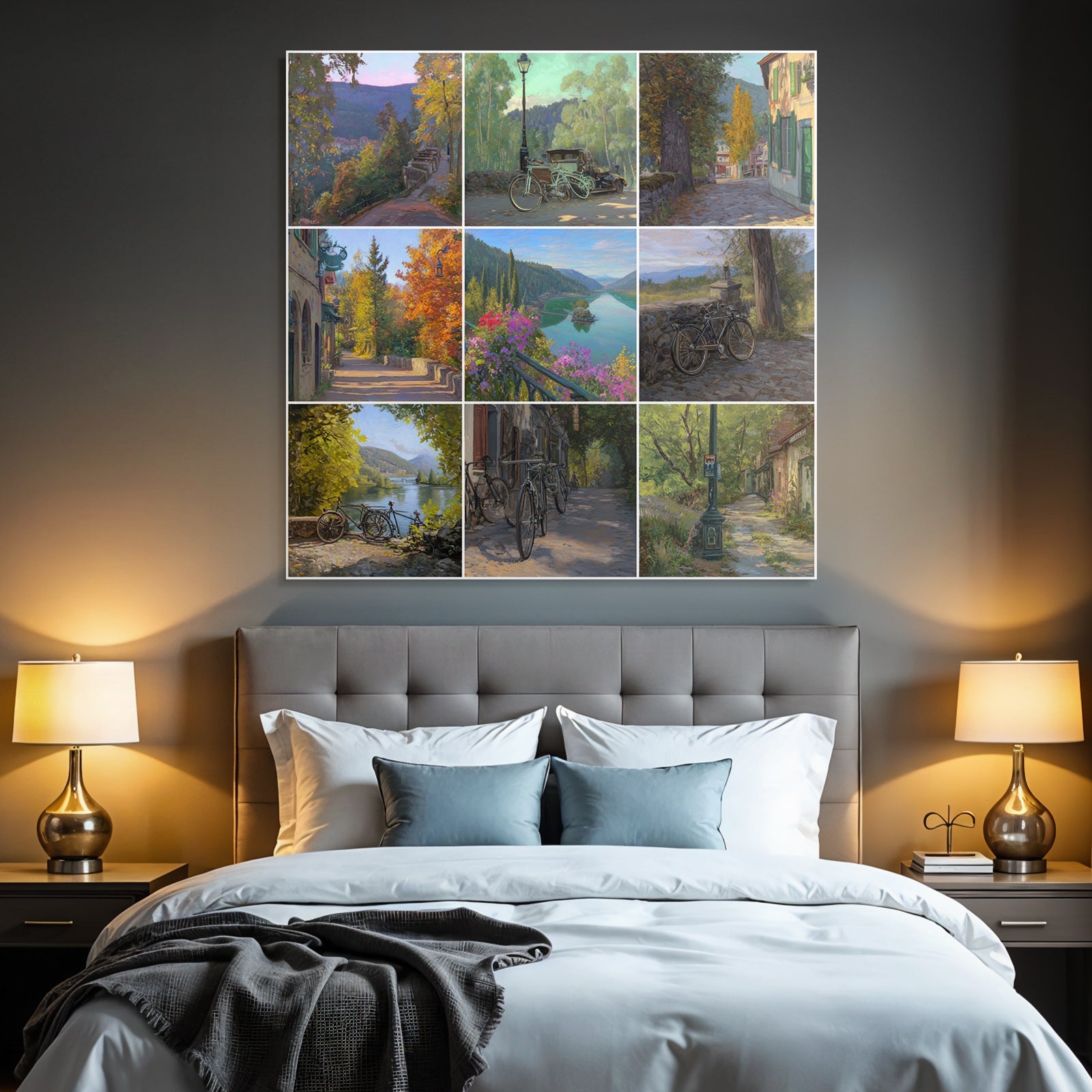 Serene Landscapes Bicycles And Charming Streets Collage