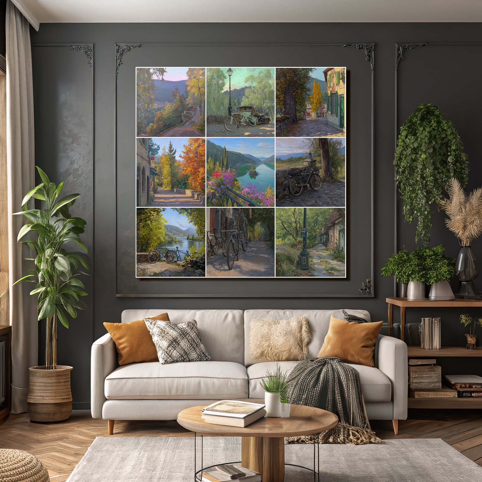 Serene Landscapes Bicycles And Charming Streets Collage