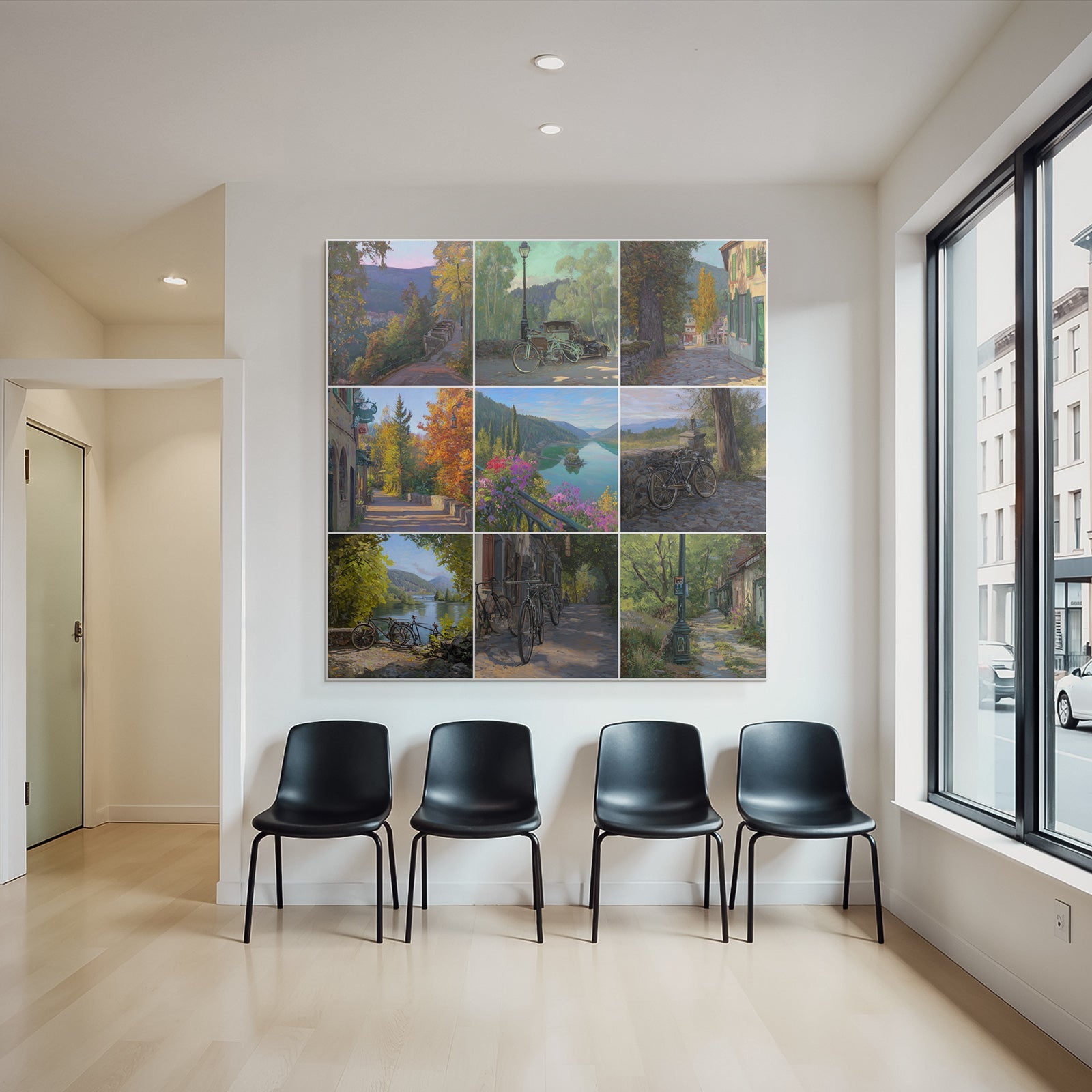 Serene Landscapes Bicycles And Charming Streets Collage