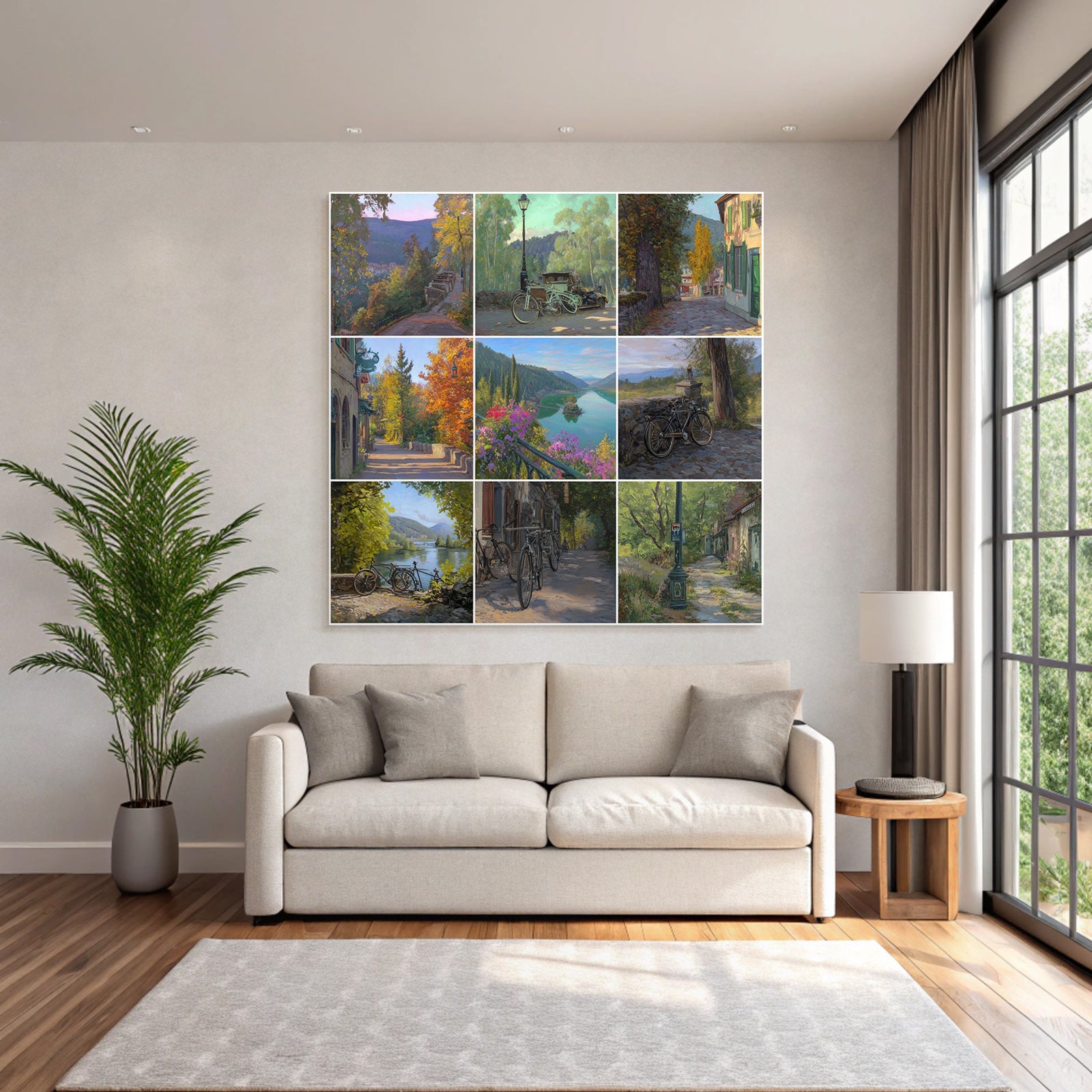 Serene Landscapes Bicycles And Charming Streets Collage