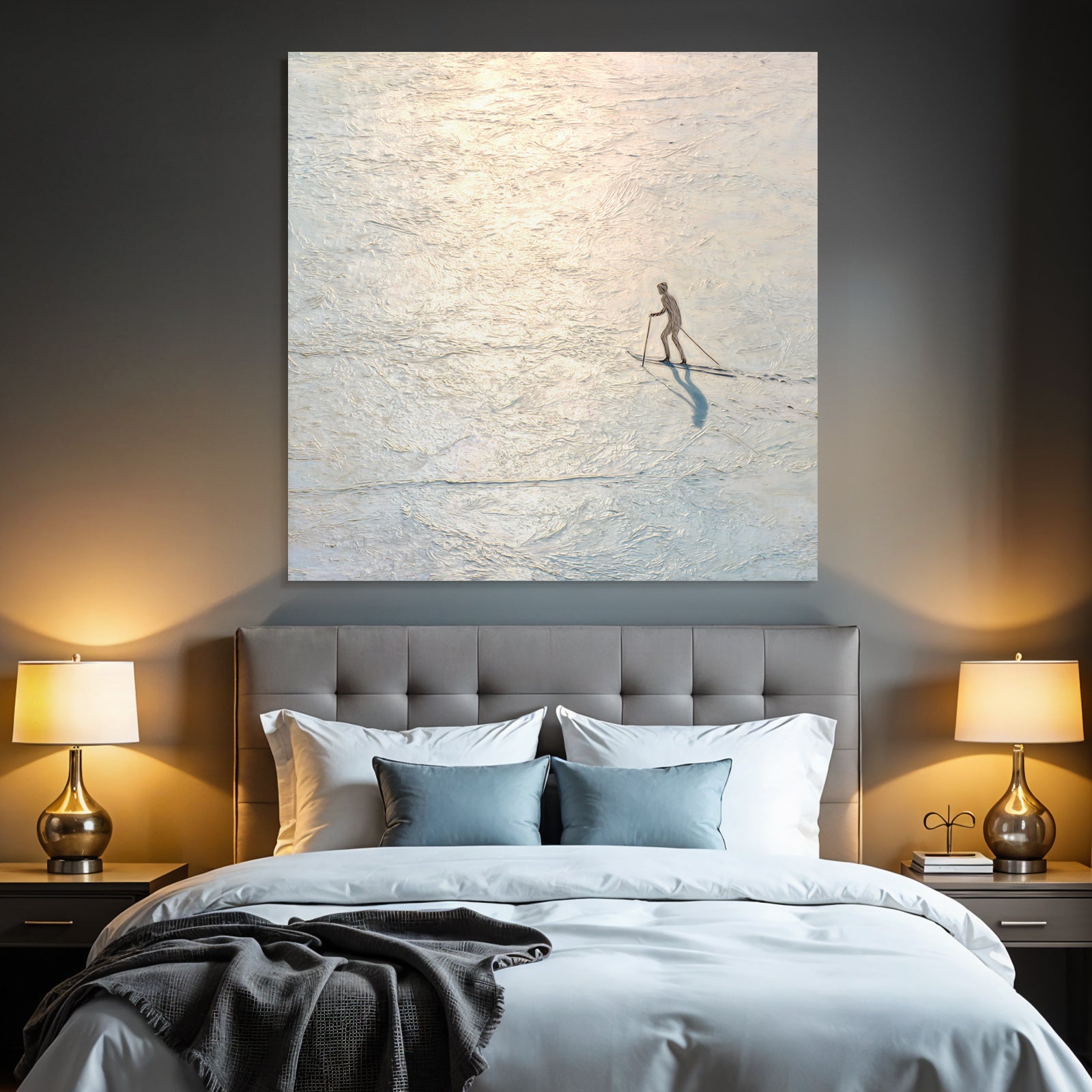 Skier on a mirrored surface