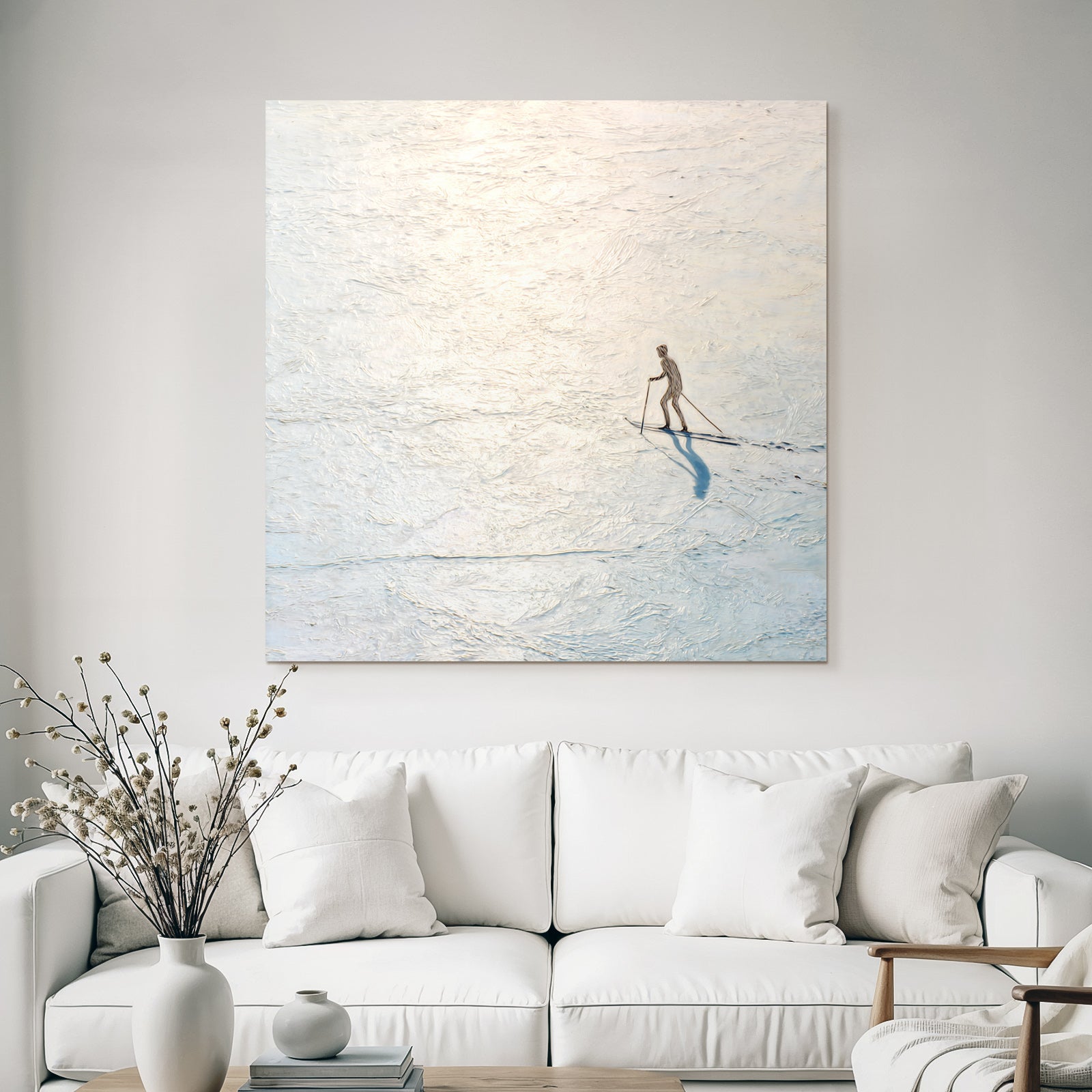 Skier on a mirrored surface