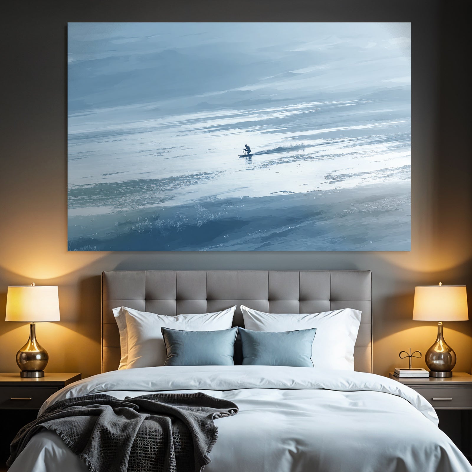 Surfer Rides Wave In Calm Ocean