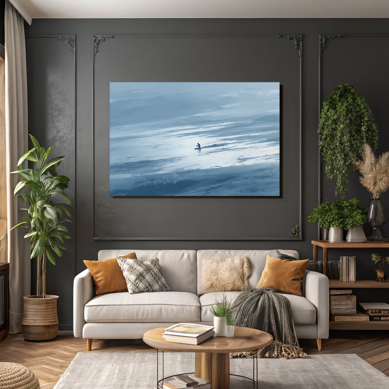 Surfer Rides Wave In Calm Ocean