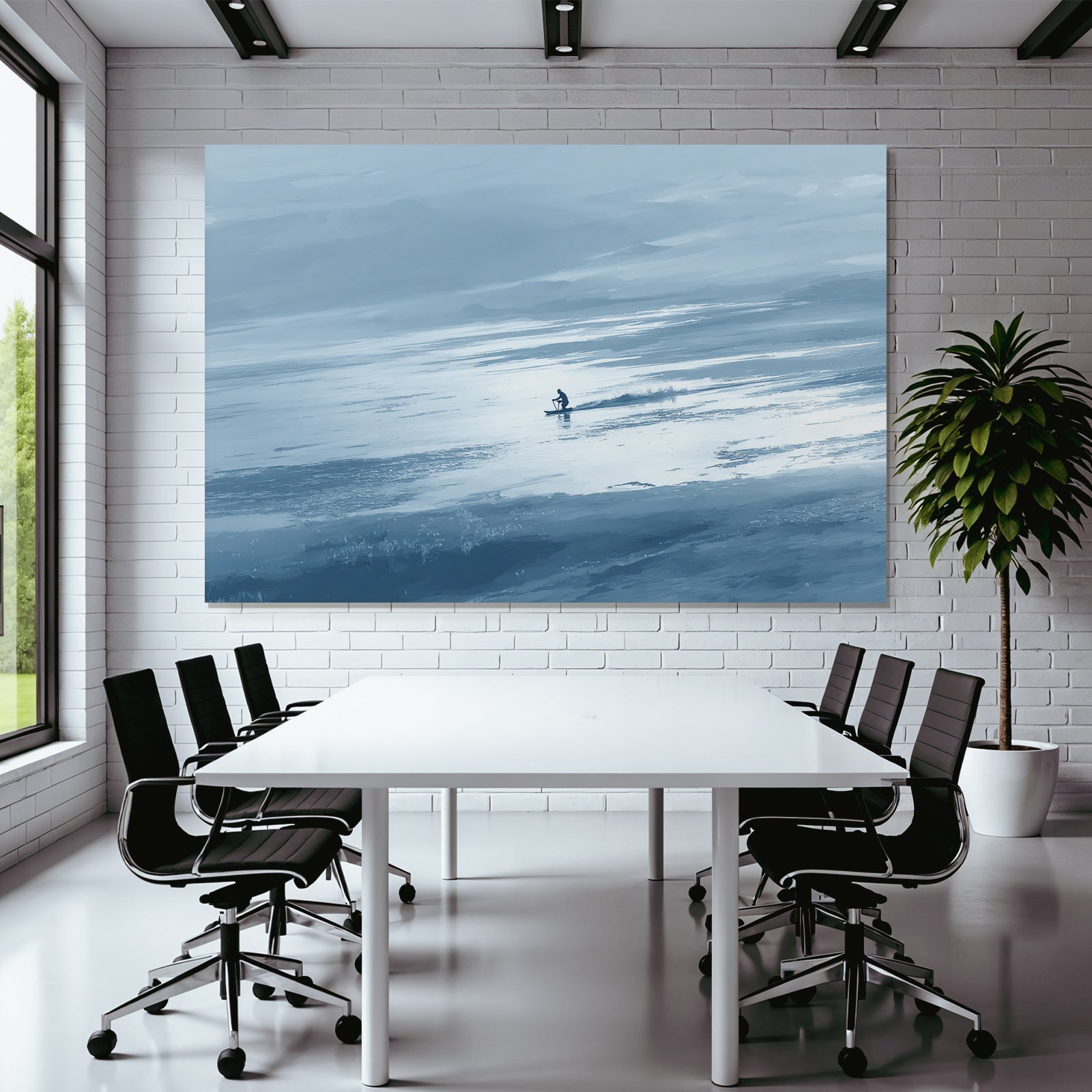 Surfer Rides Wave In Calm Ocean