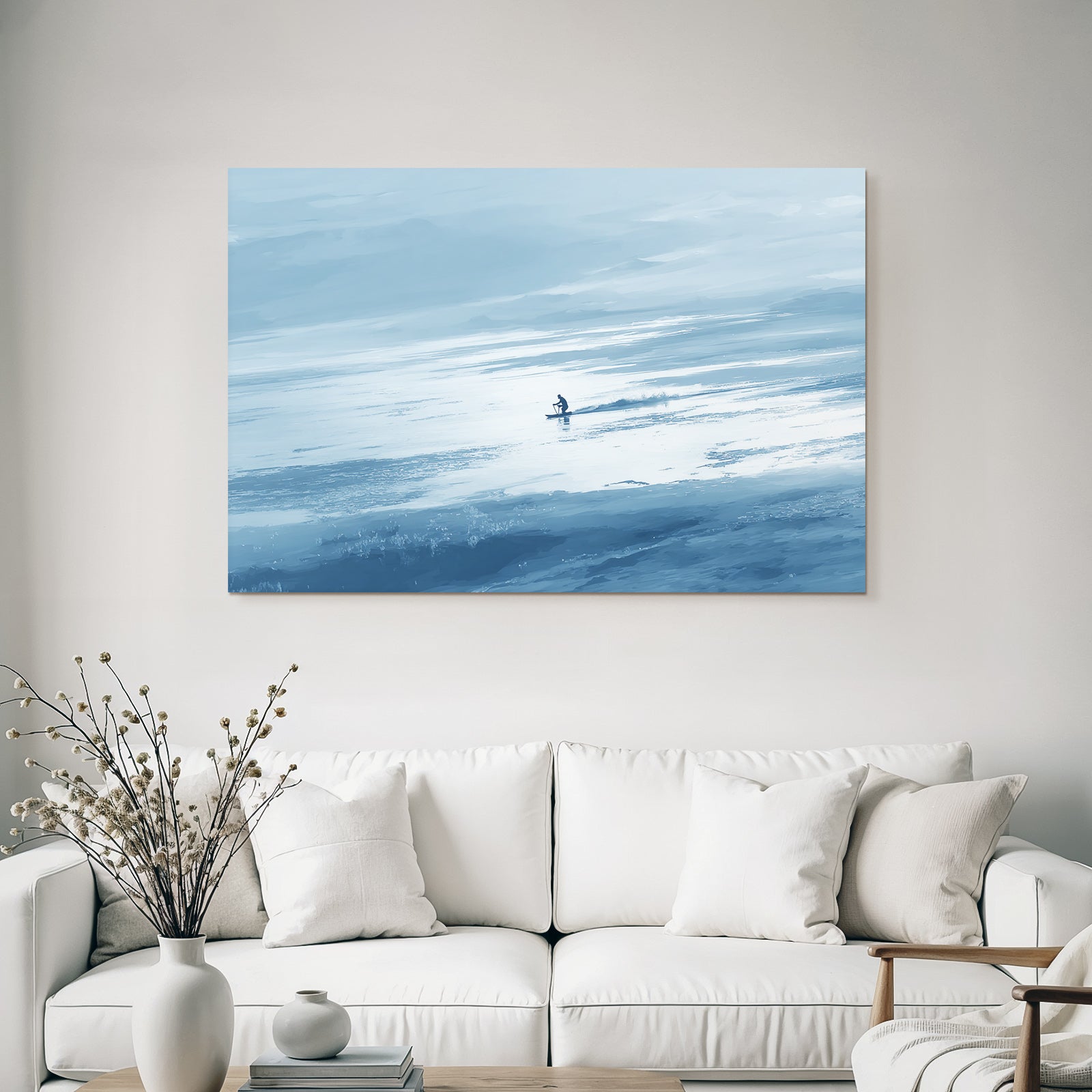 Surfer Rides Wave In Calm Ocean