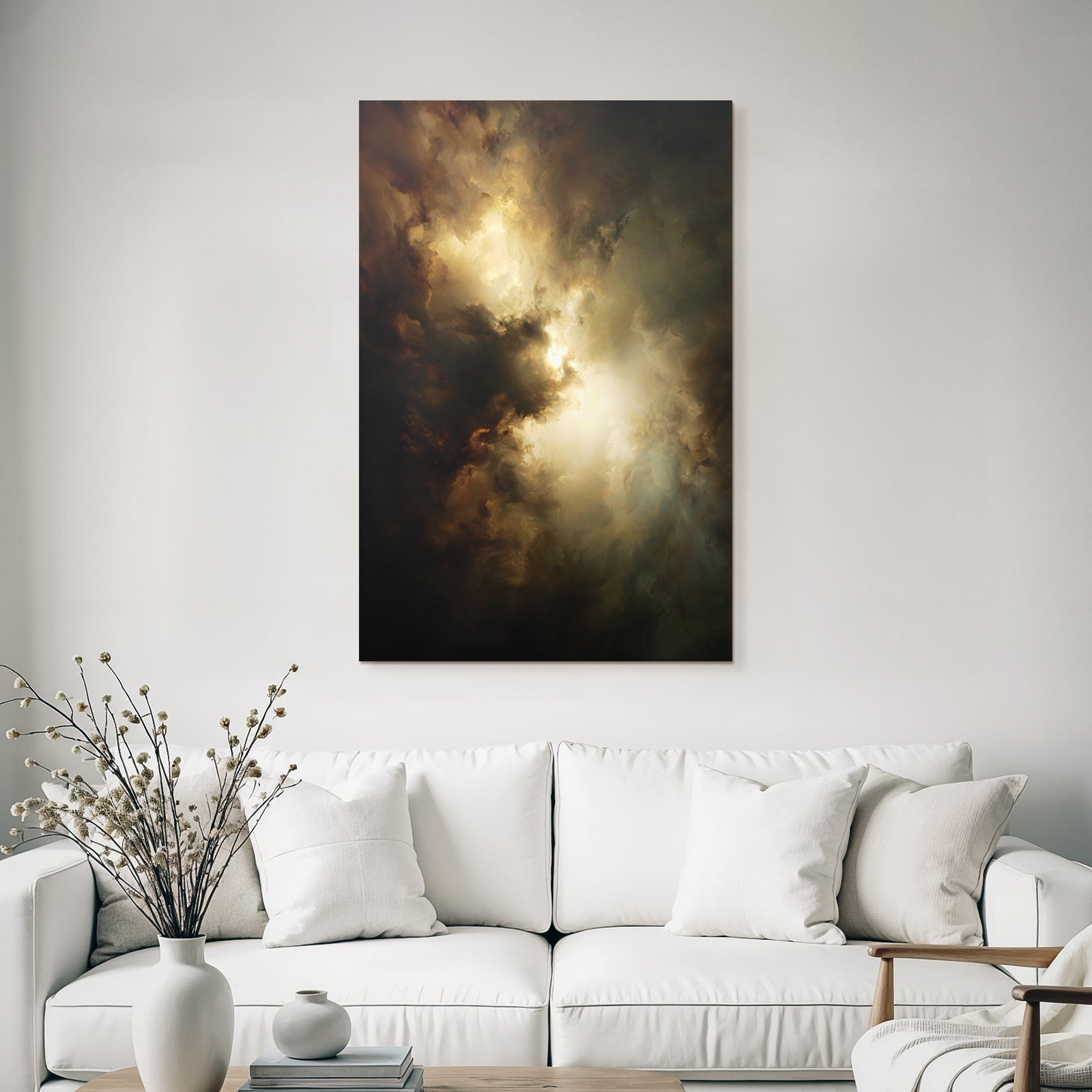 Schwebende Kosmische Nebelwolken Im Lichtspiel