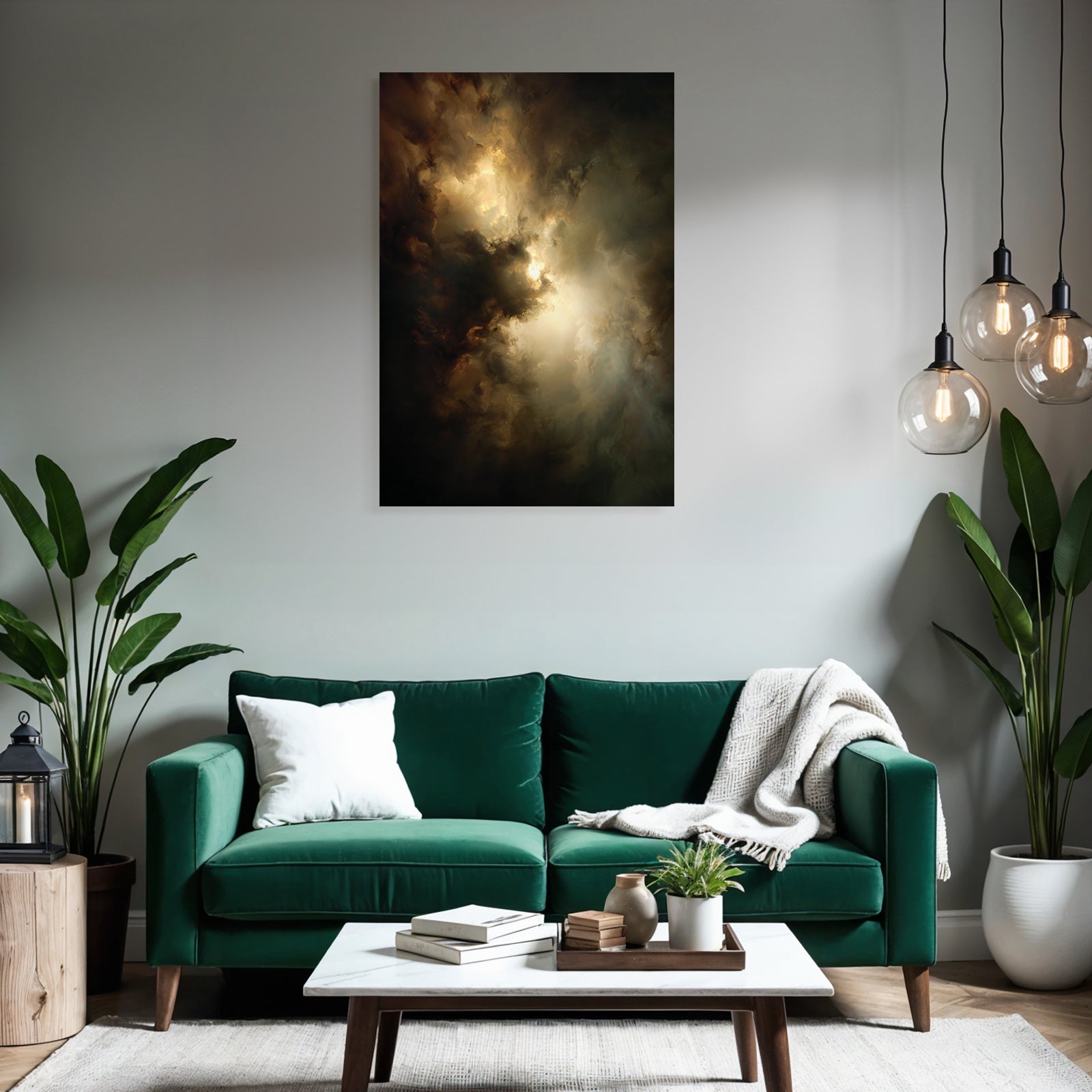 Schwebende Kosmische Nebelwolken Im Lichtspiel