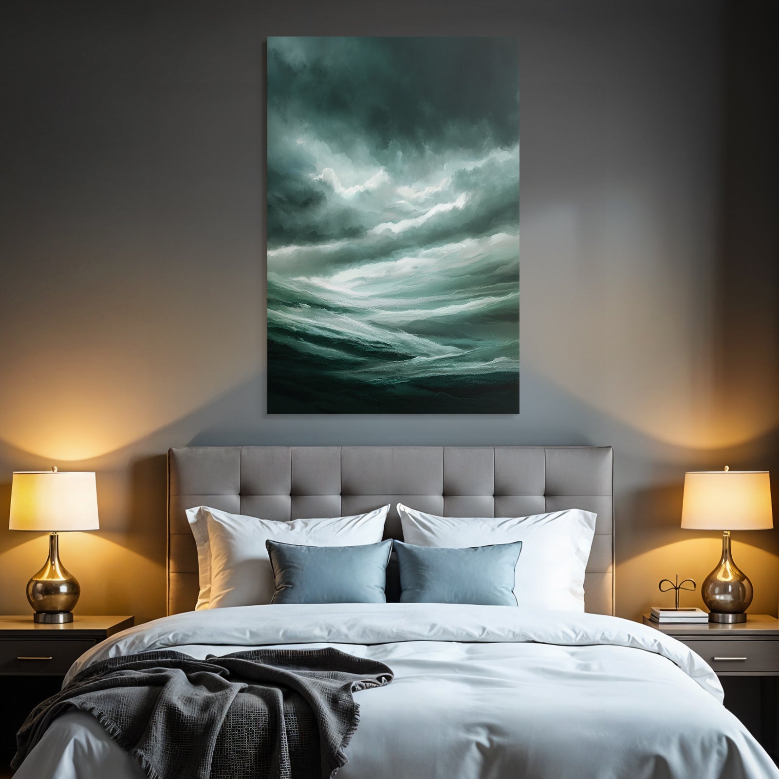 Stormy Sea Under Dark Thunderstorm Sky