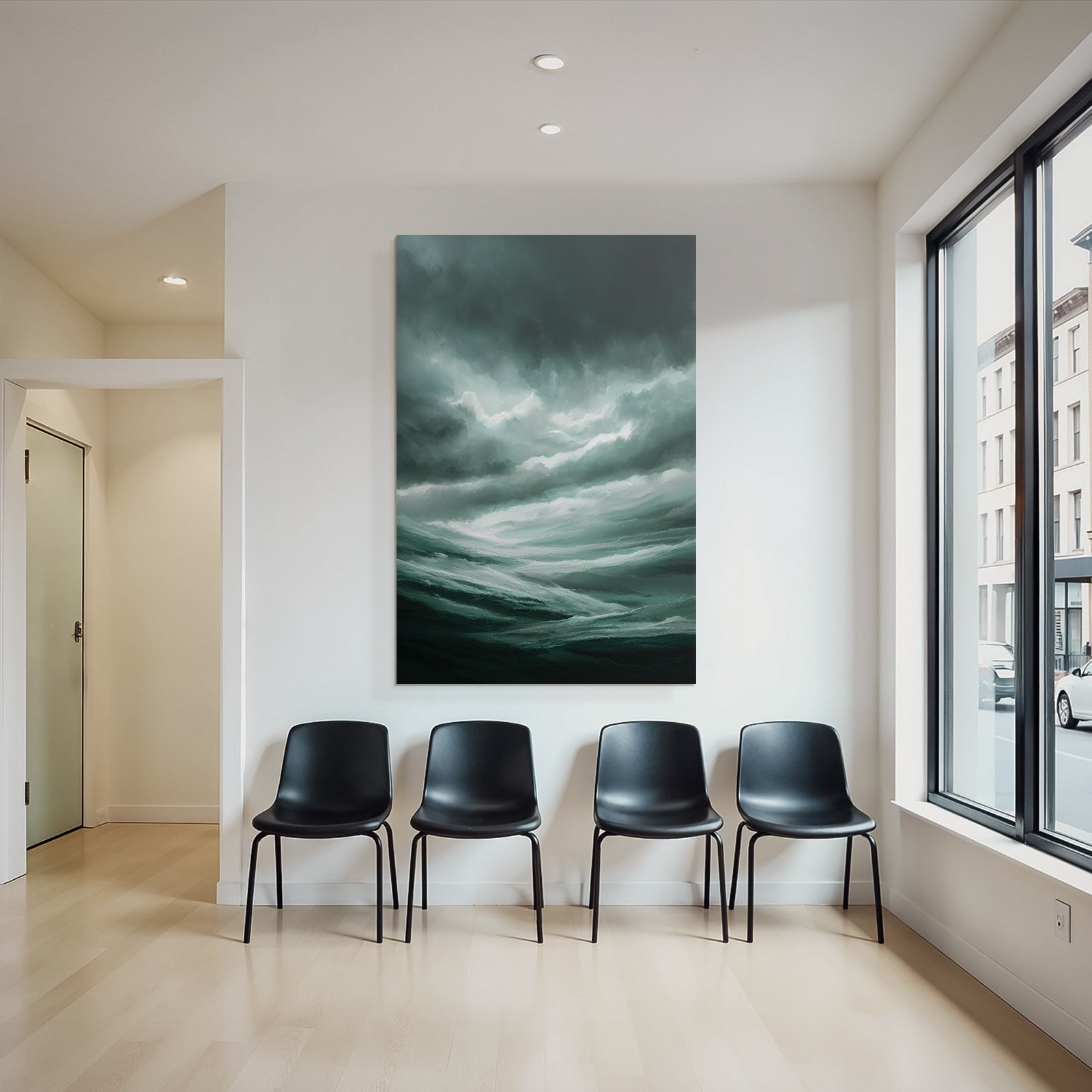 Stormy Sea Under Dark Thunderstorm Sky