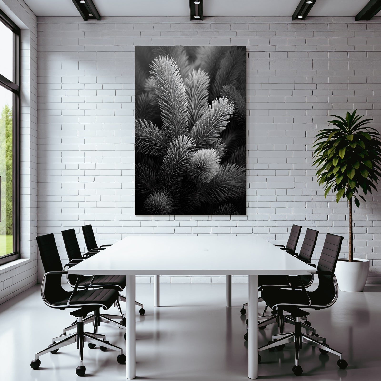 Schwarzweissaufnahme Von Kiefernzweigen