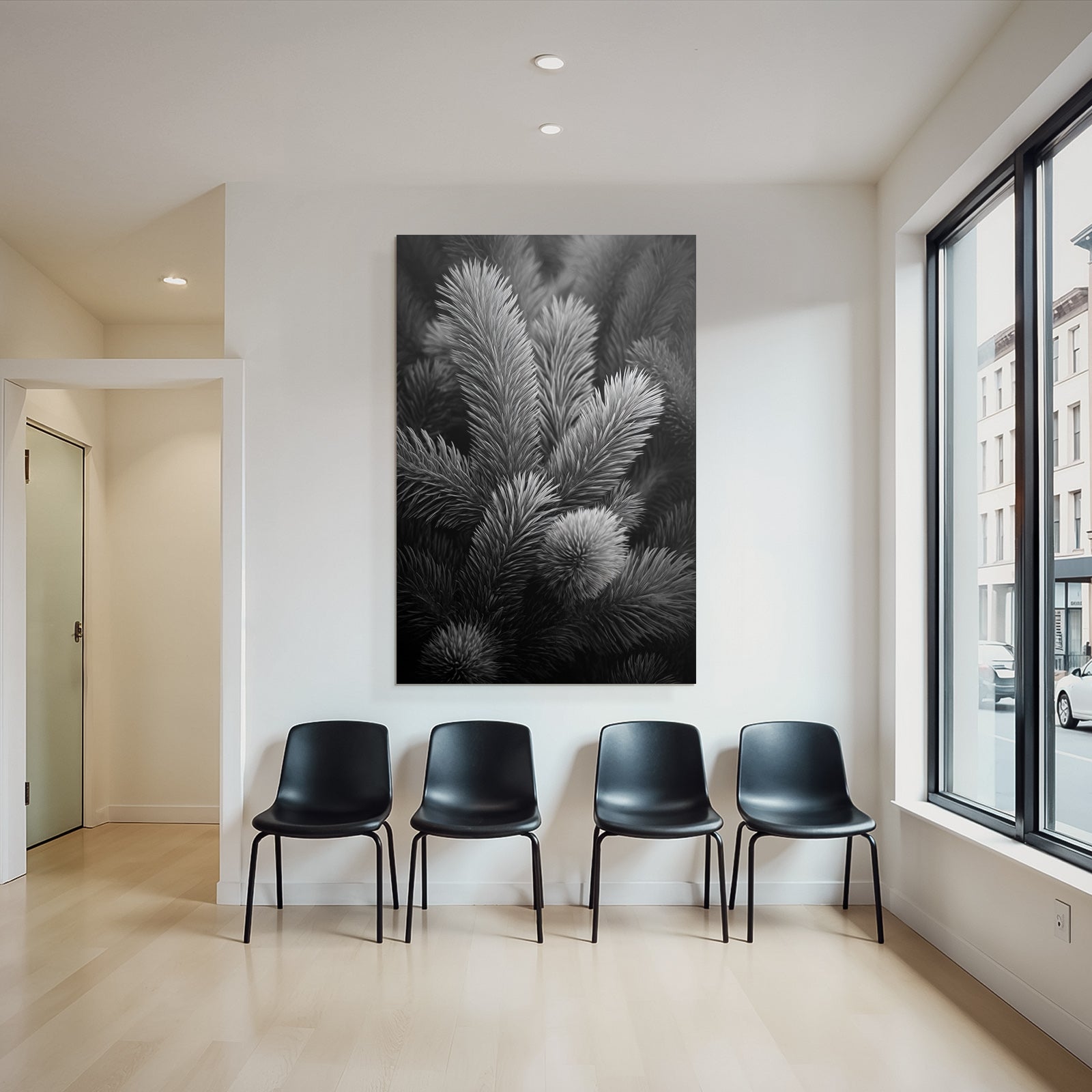 Schwarzweissaufnahme Von Kiefernzweigen