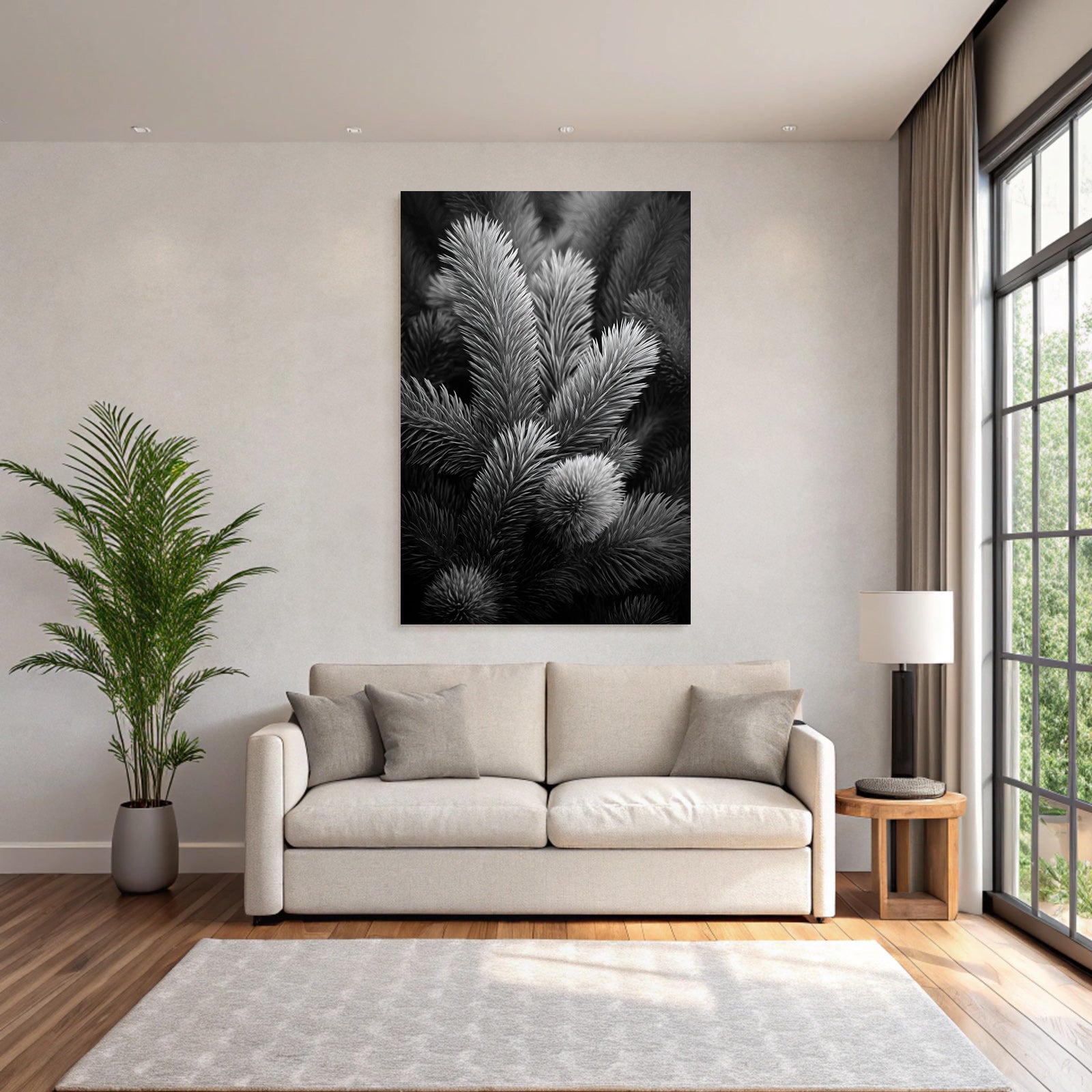 Schwarzweissaufnahme Von Kiefernzweigen