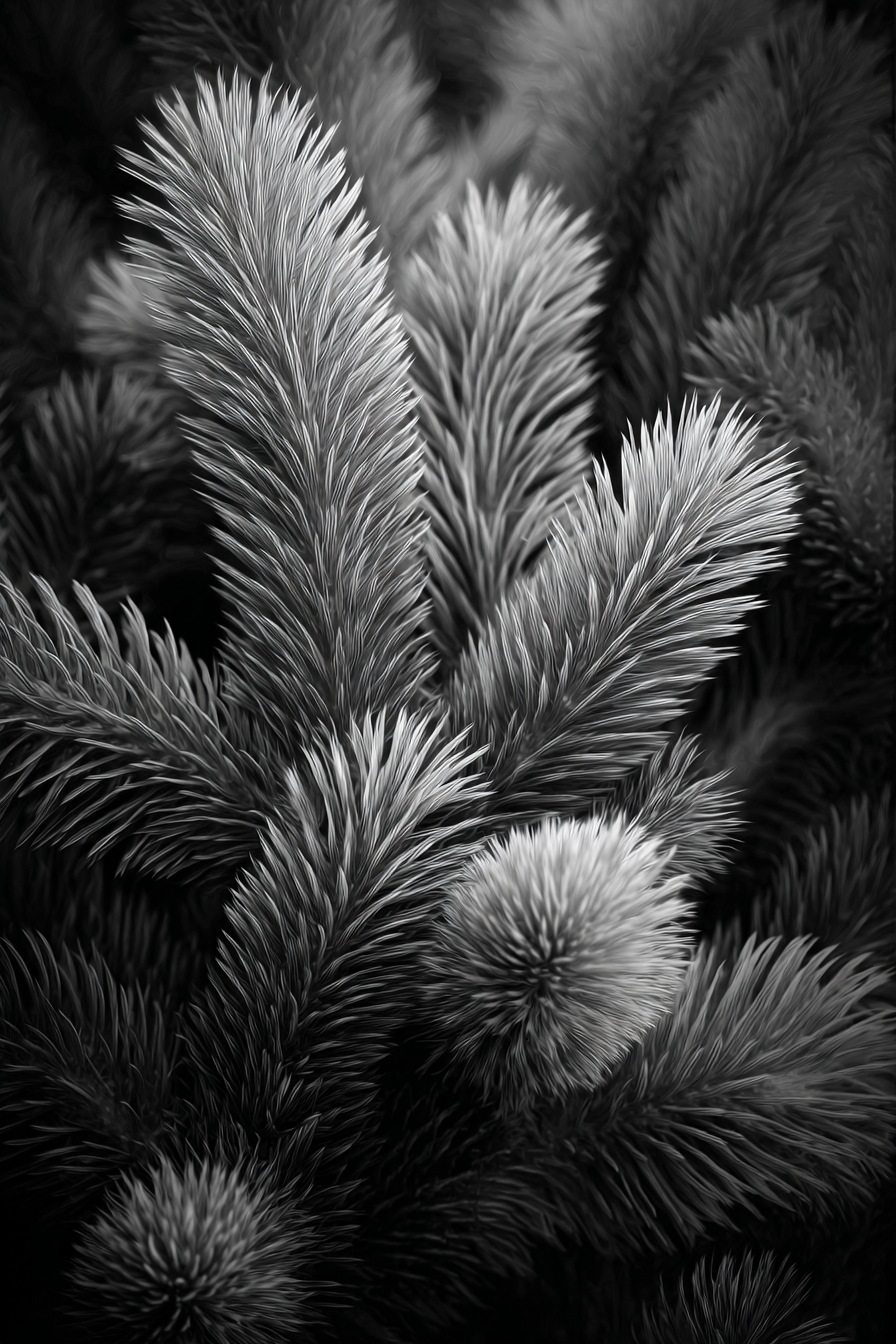 Schwarzweissaufnahme Von Kiefernzweigen | Nahaufnahmen | Natur