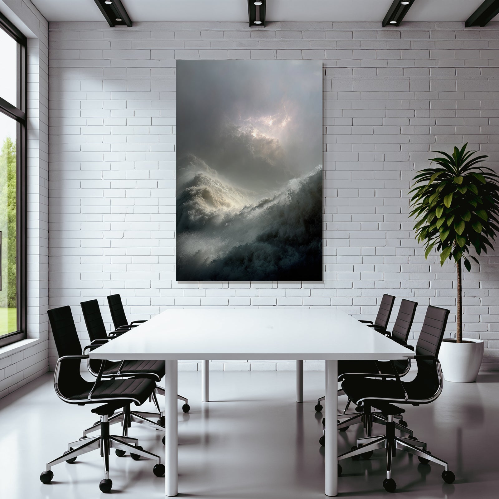 Storm Sea Wild Waves Under Thunderstorm Sky