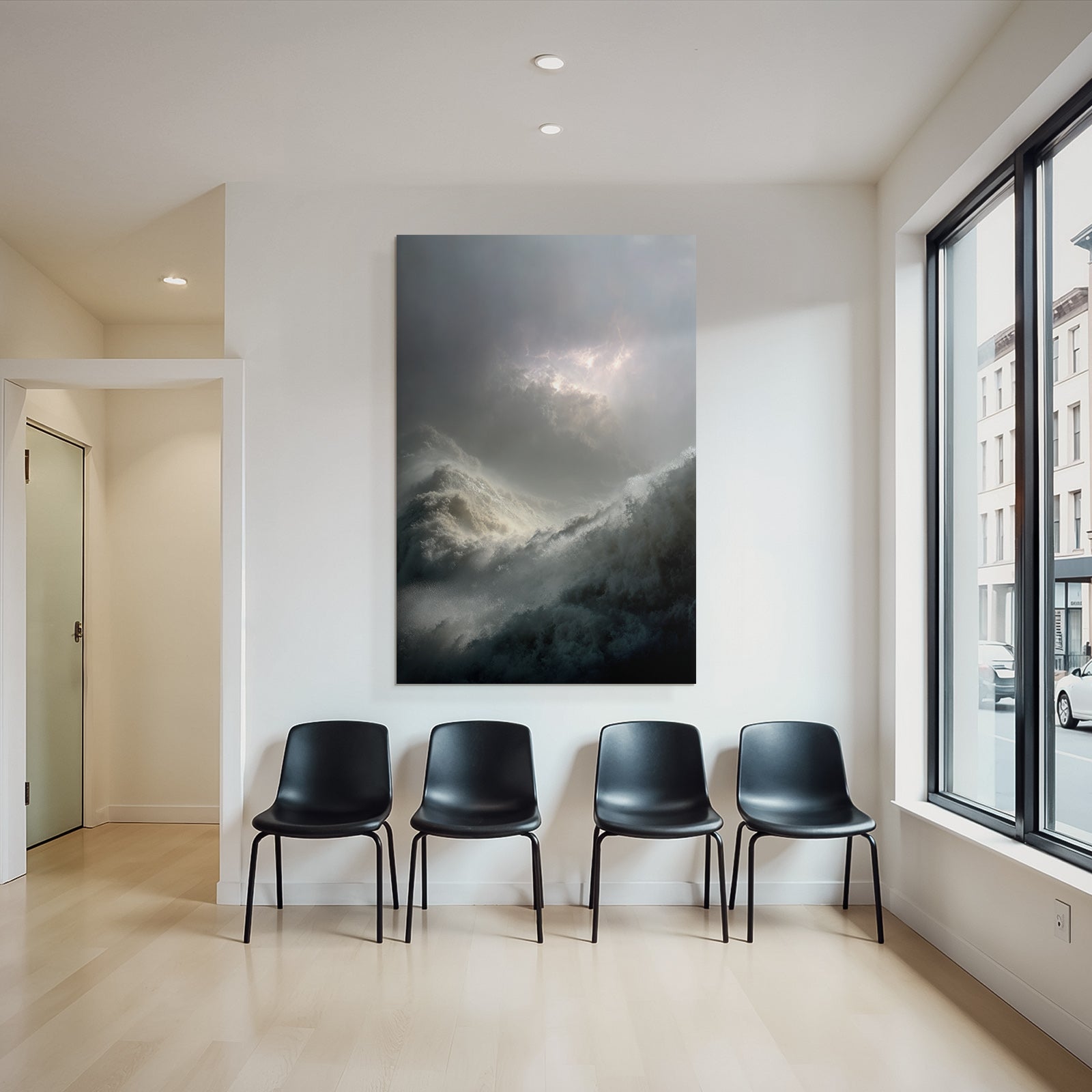 Storm Sea Wild Waves Under Thunderstorm Sky