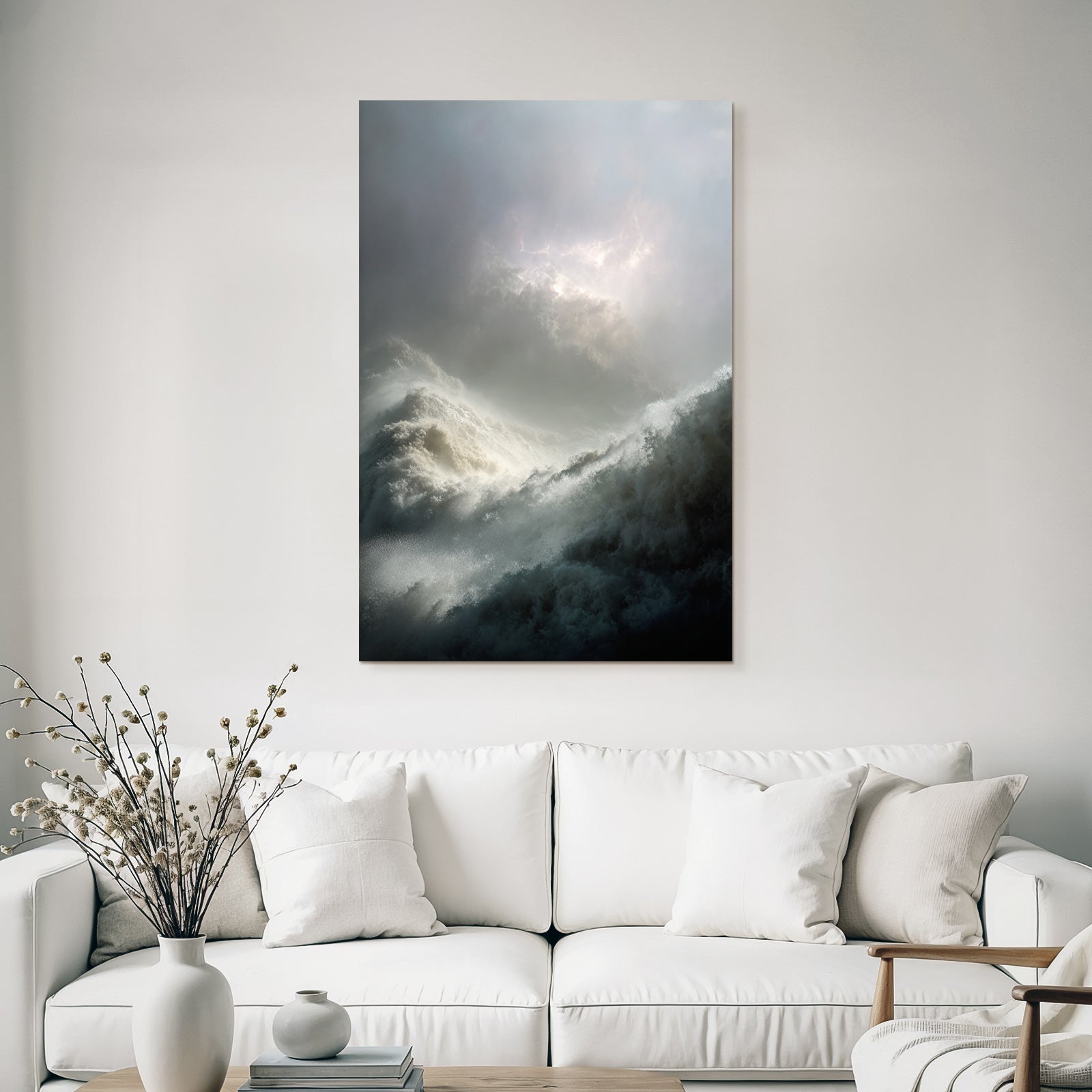 Storm Sea Wild Waves Under Thunderstorm Sky