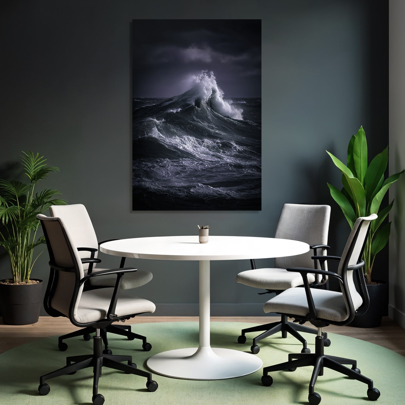 Storm Sea Roaring Wave Movement And Power