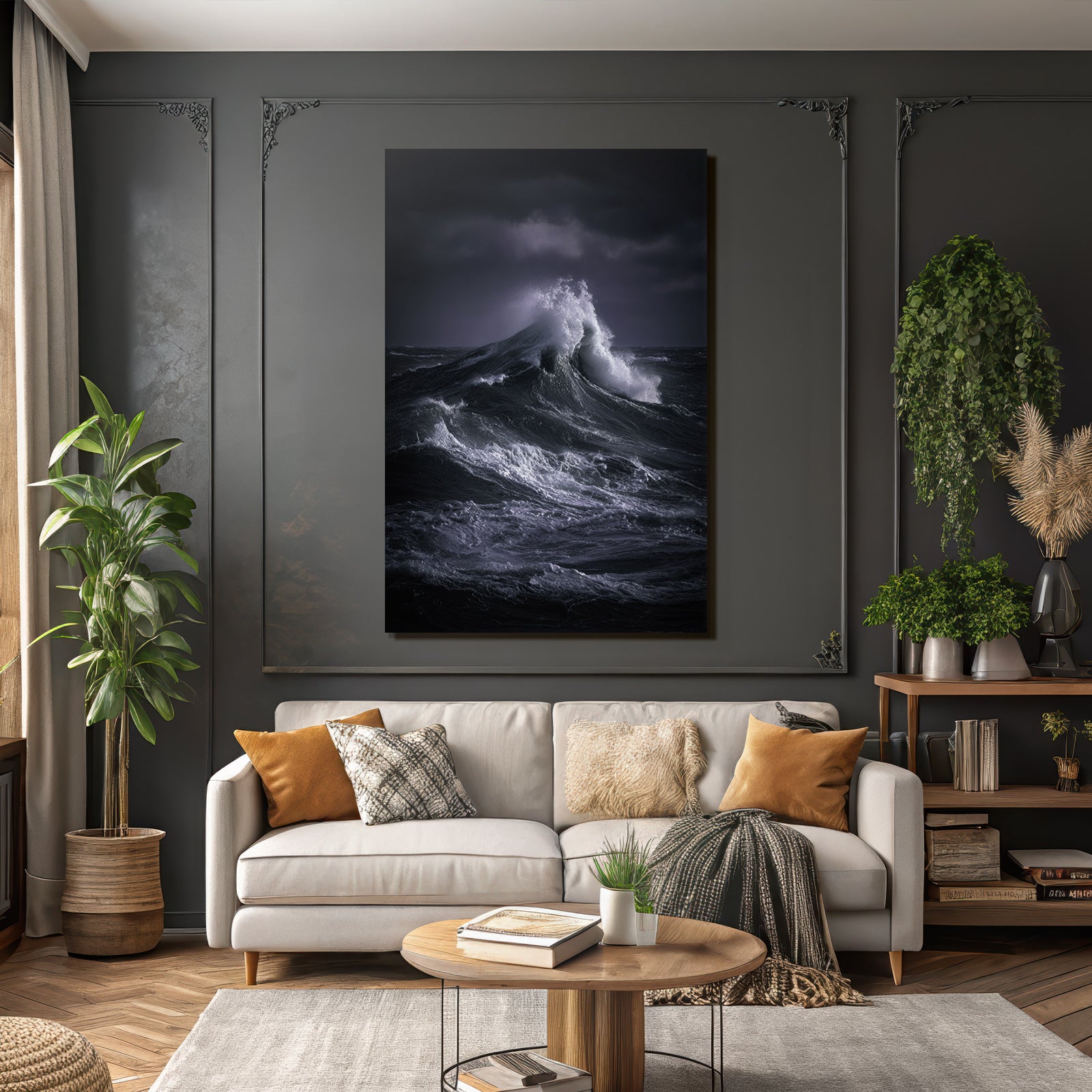 Storm Sea Roaring Wave Movement And Power
