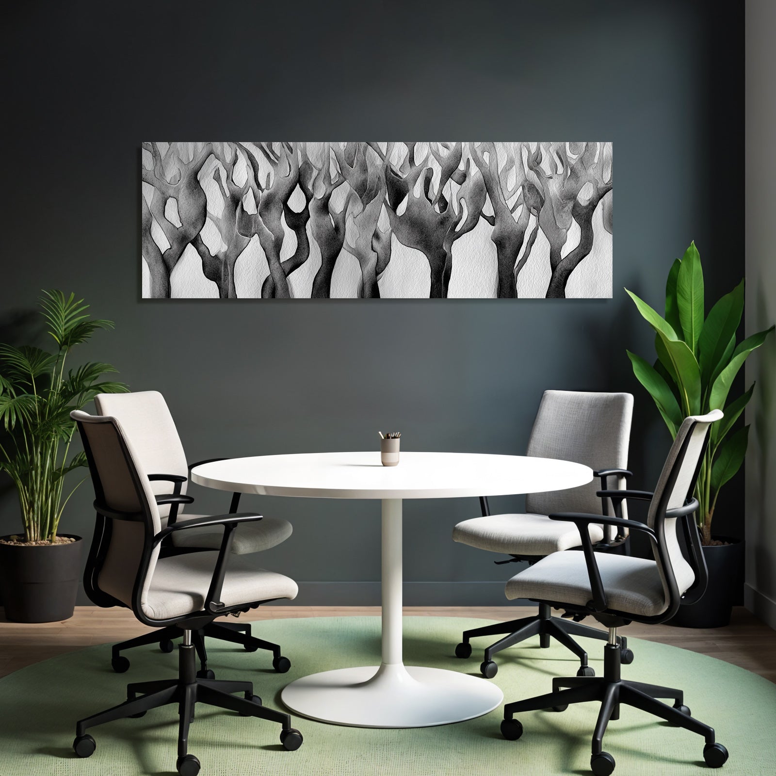 Abstract Black and White Art Dynamic Tree-like Structures