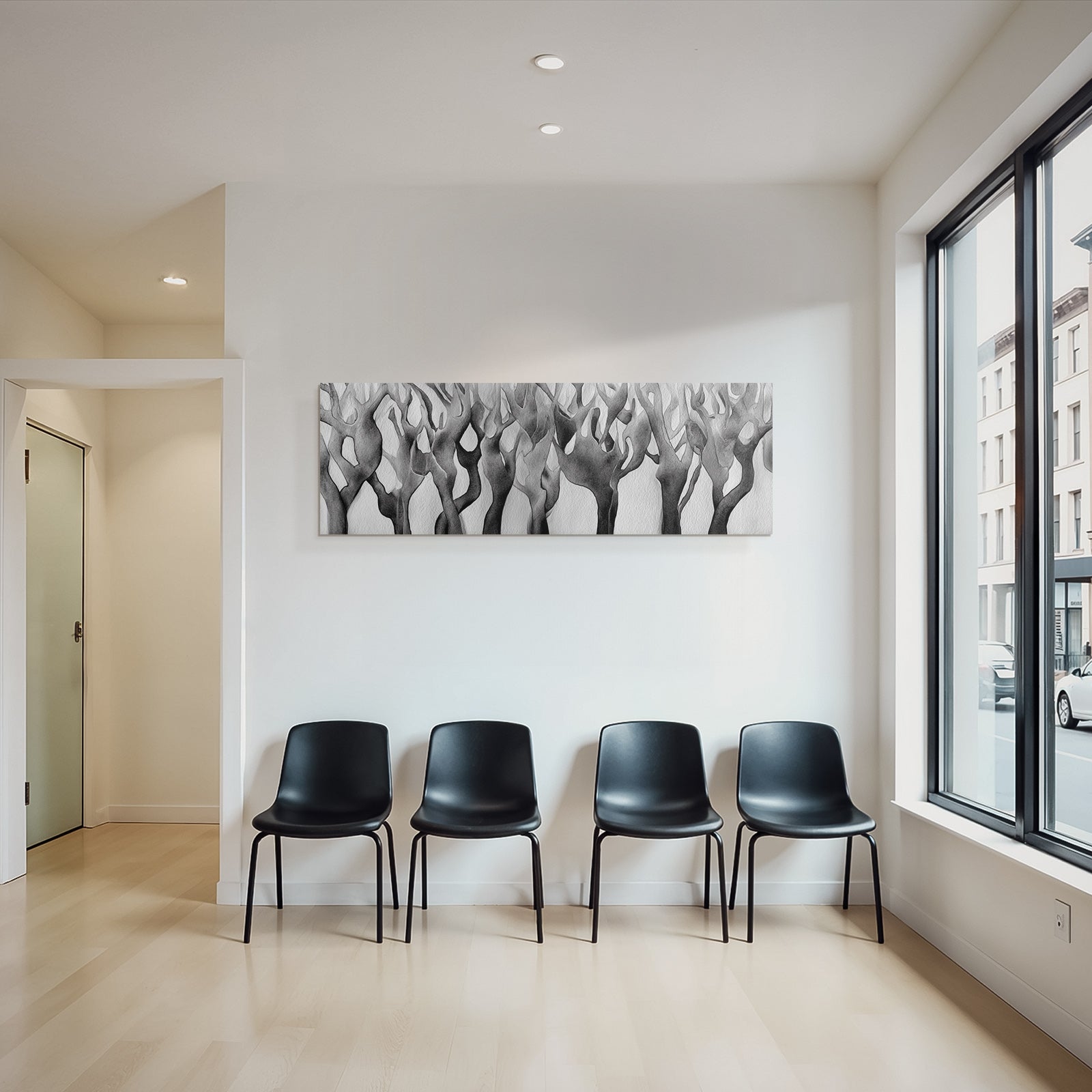 Abstract Black and White Art Dynamic Tree-like Structures