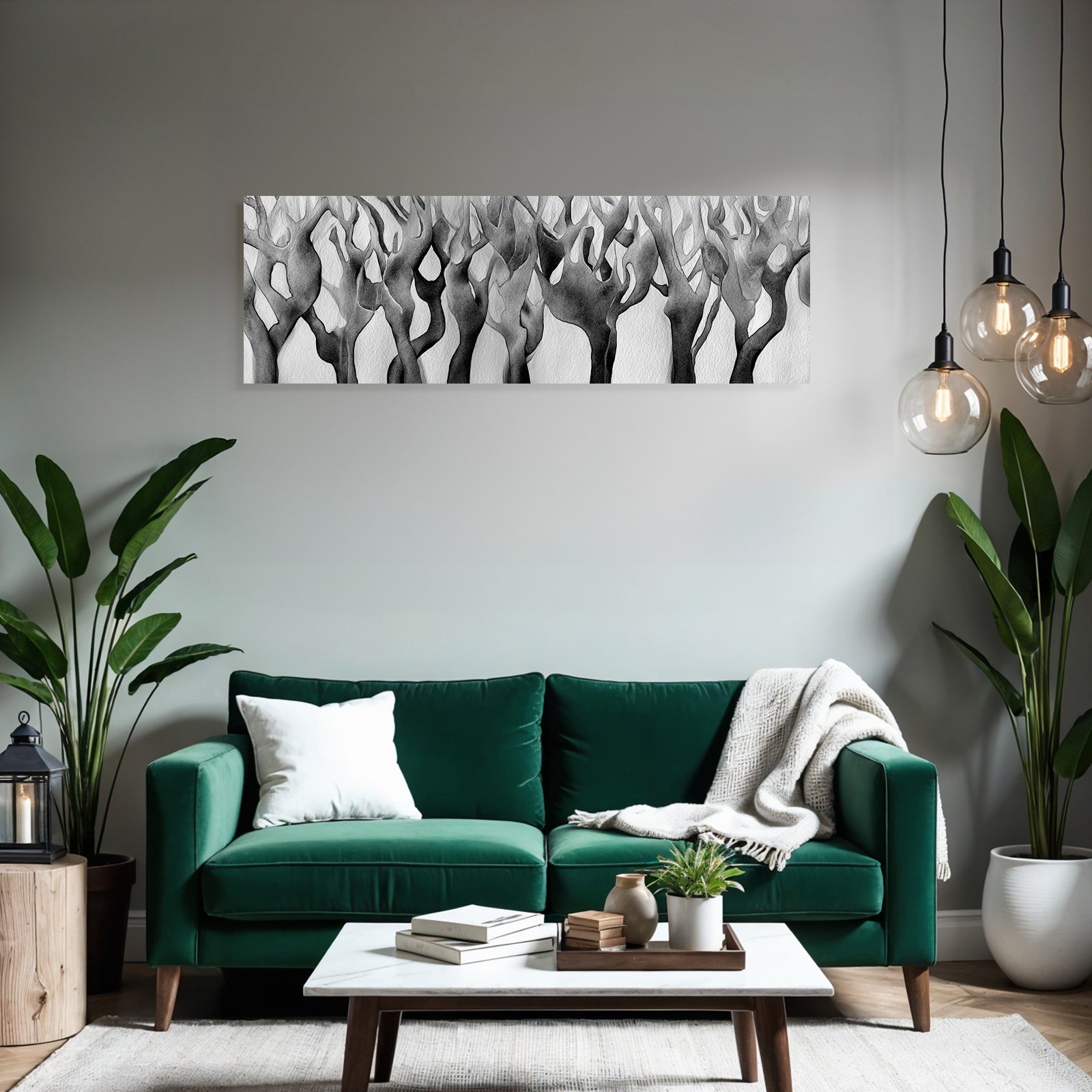 Abstract Black and White Art Dynamic Tree-like Structures