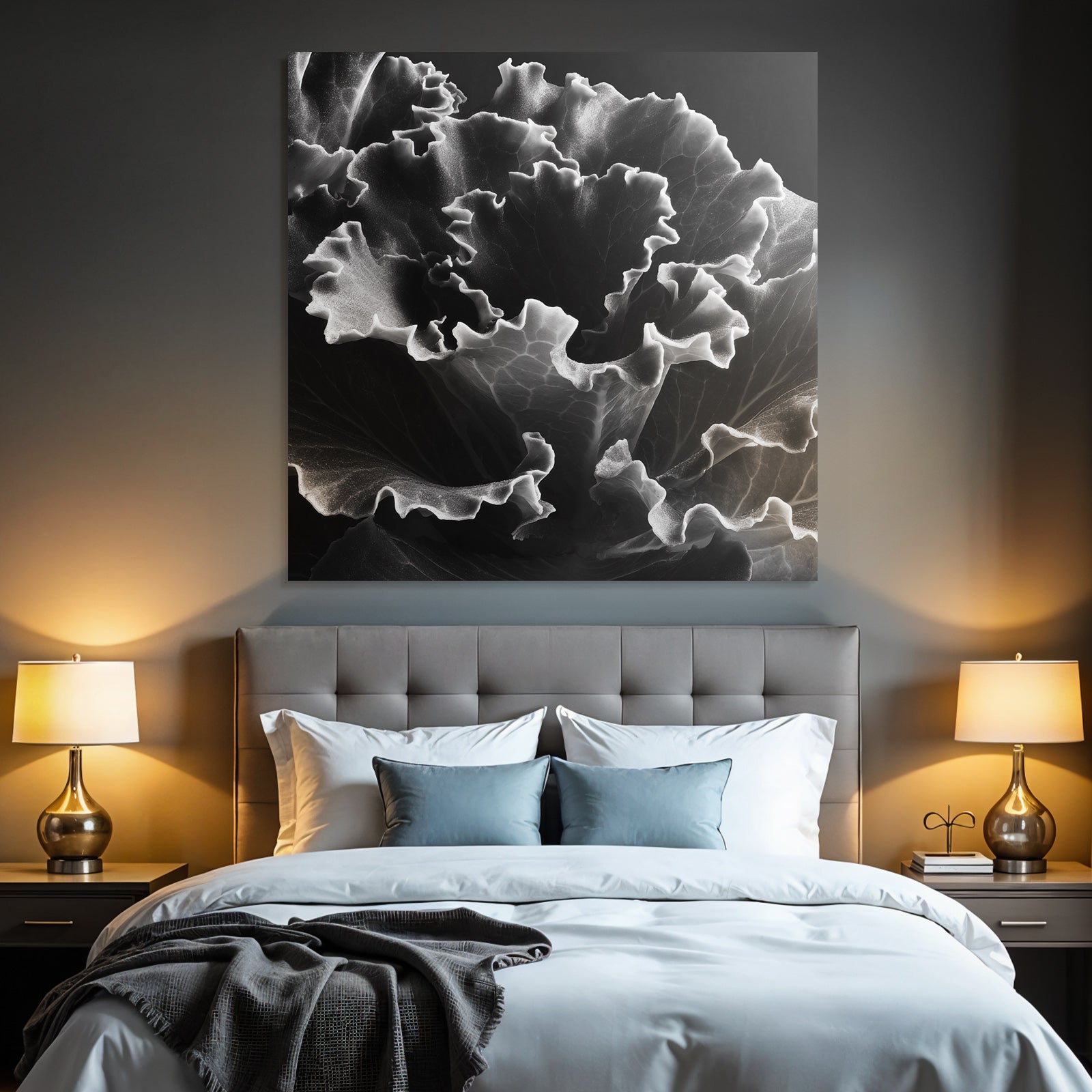 Schwarz Weiss Nahaufnahme Eines Blattes Mit Gekräuselten Randstrukturen