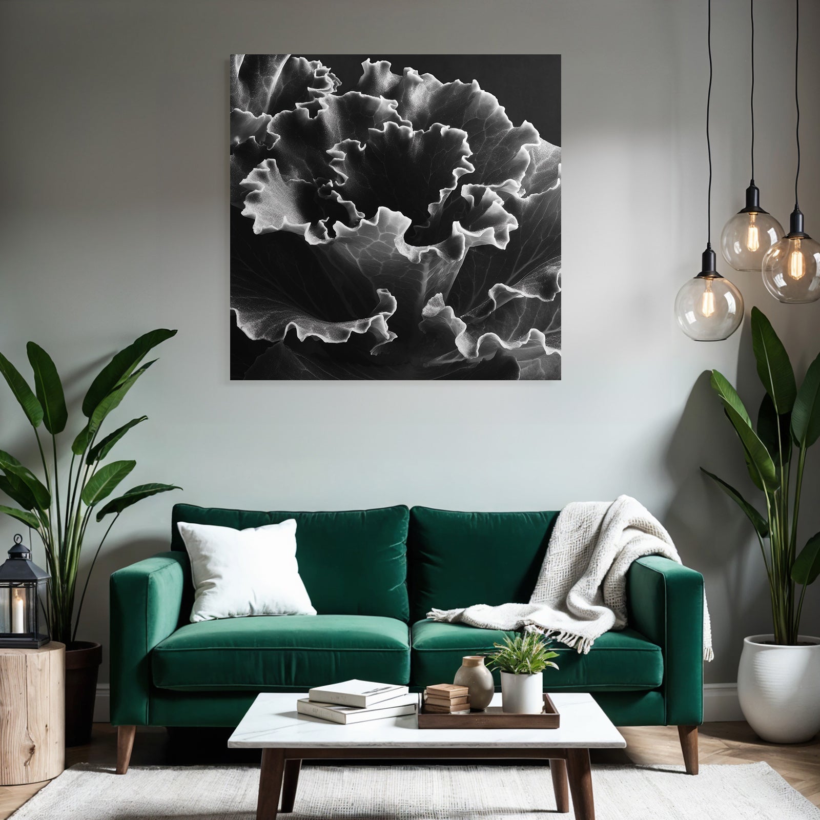 Schwarz Weiss Nahaufnahme Eines Blattes Mit Gekräuselten Randstrukturen