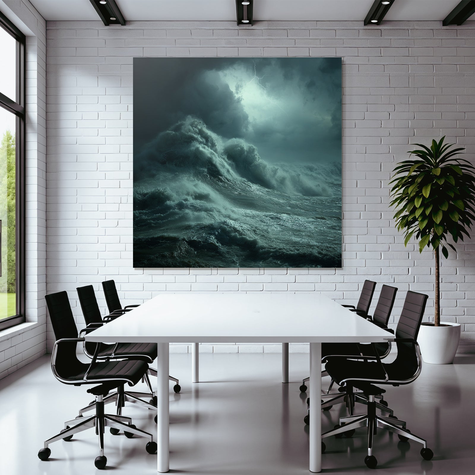 Stormy Sea With Roaring Waves And Lightning
