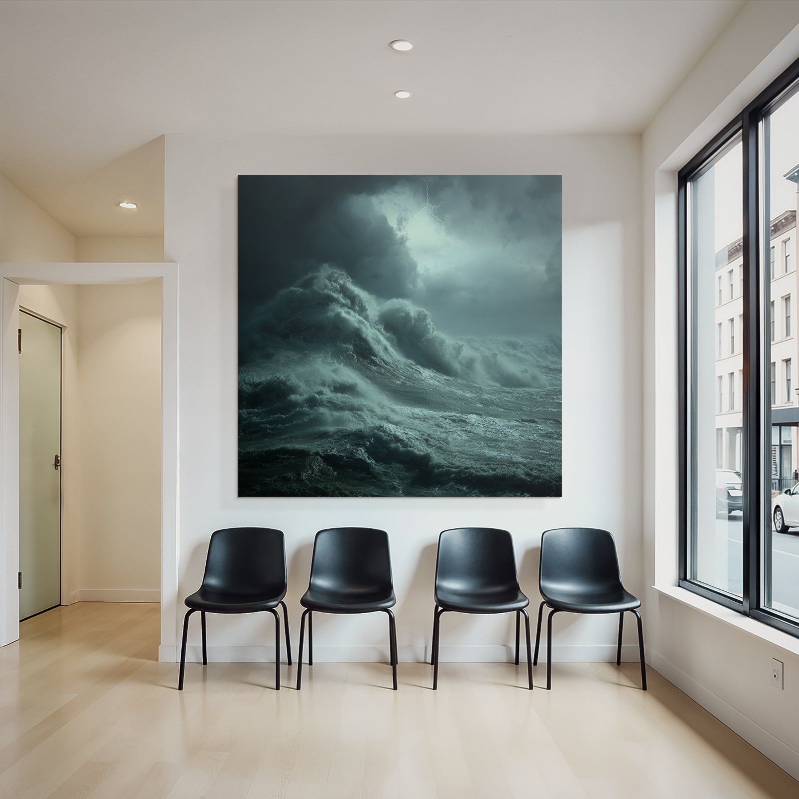 Stormy Sea With Roaring Waves And Lightning