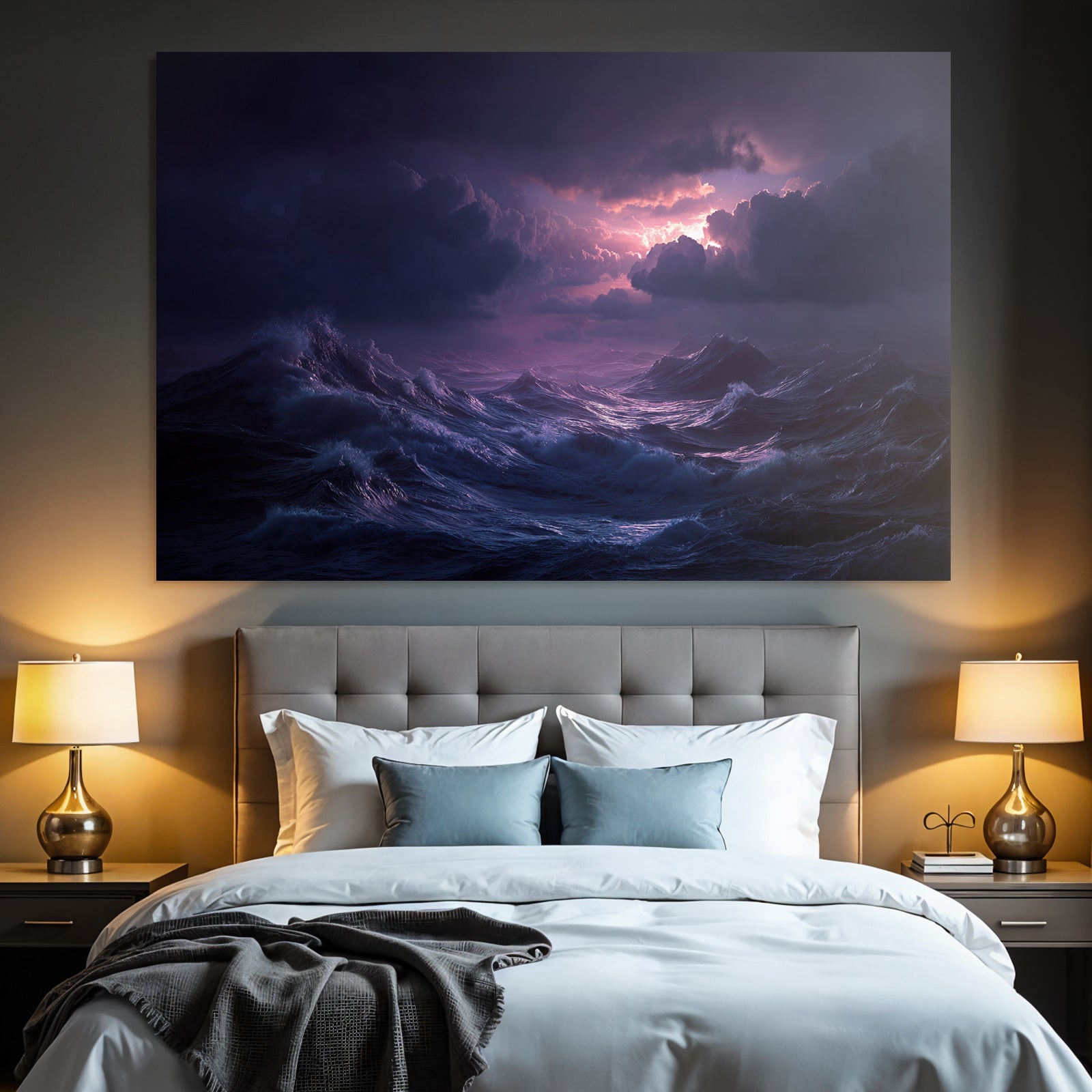 Stormy Sea Under Dark Sky Near Sunset