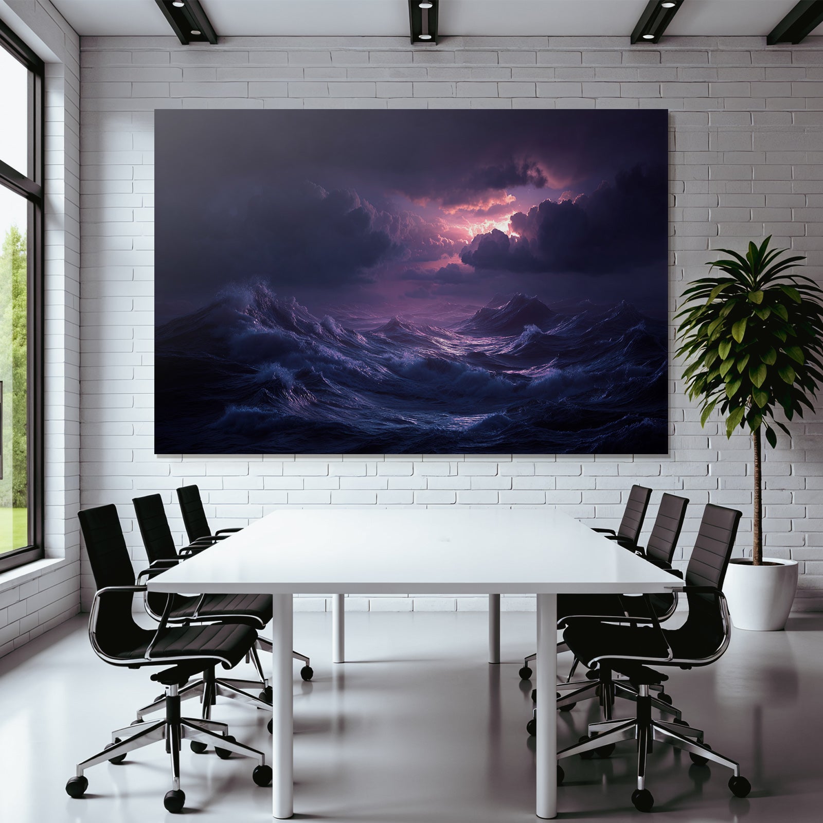 Stormy Sea Under Dark Sky Near Sunset
