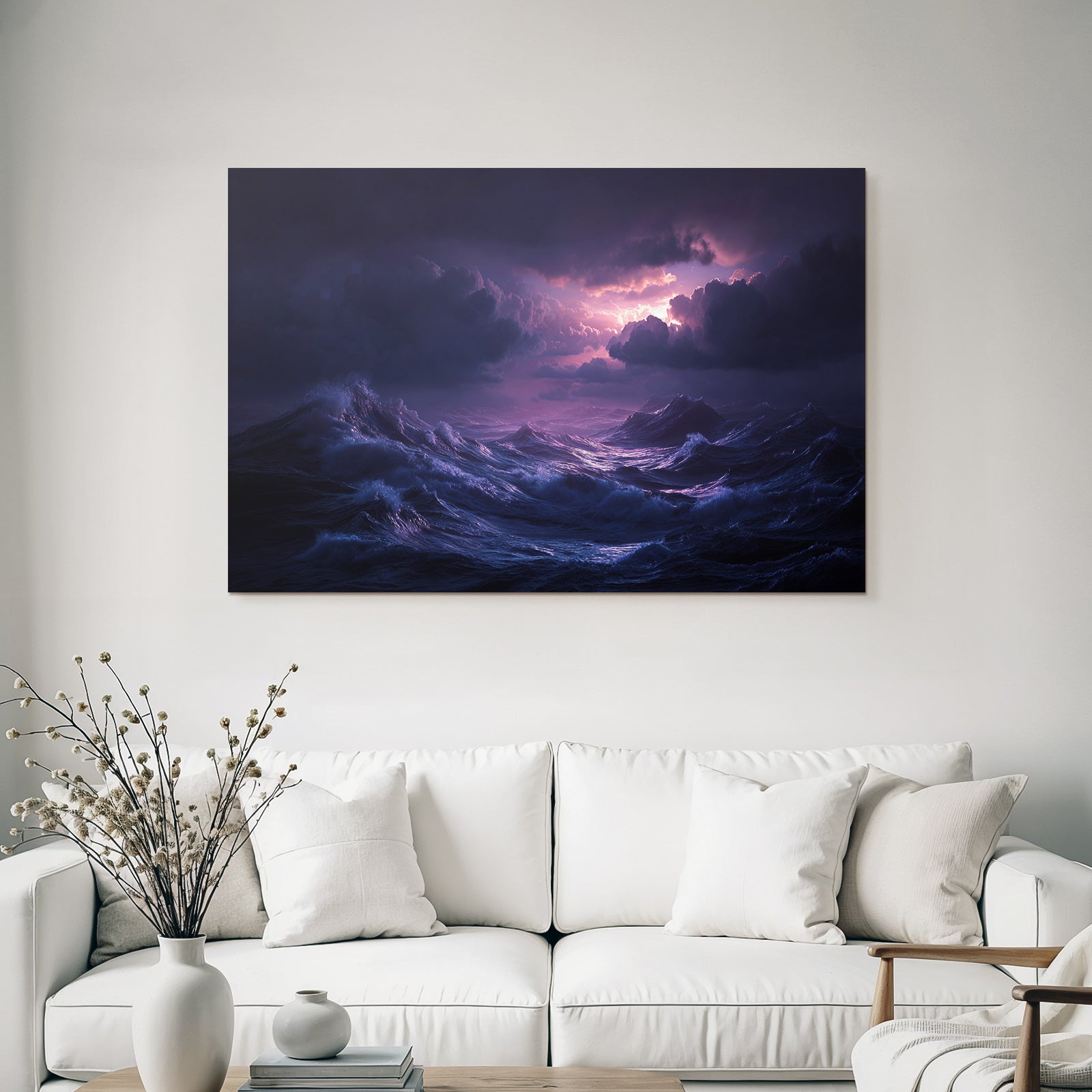 Stormy Sea Under Dark Sky Near Sunset