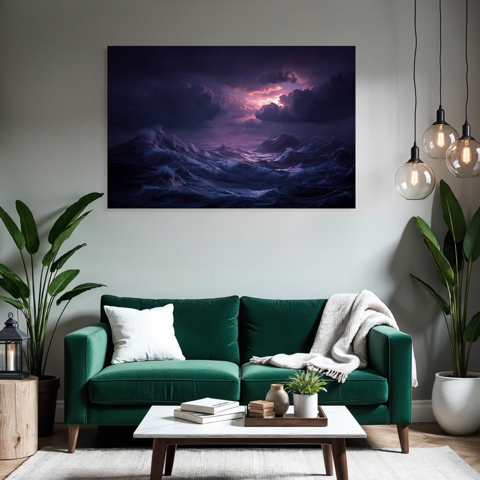 Stormy Sea Under Dark Sky Near Sunset