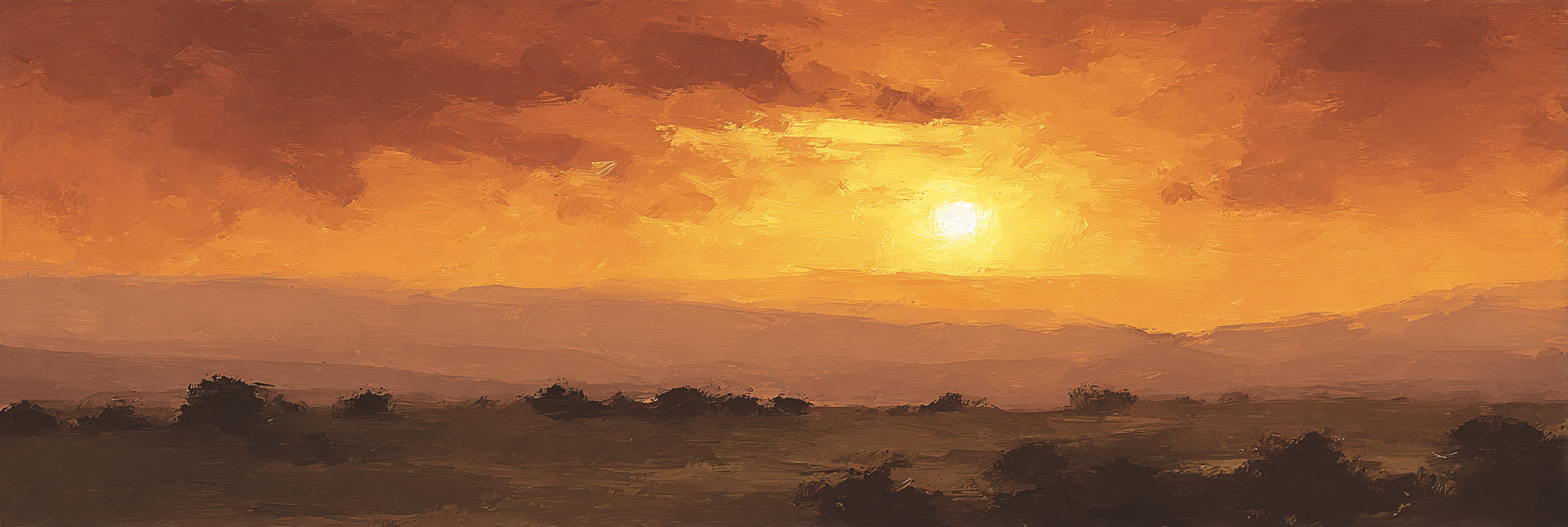 Sonnenuntergangslandschaft Mit Rollenden Hügeln Und Silhoütten | Nebel und Wetter | Natur