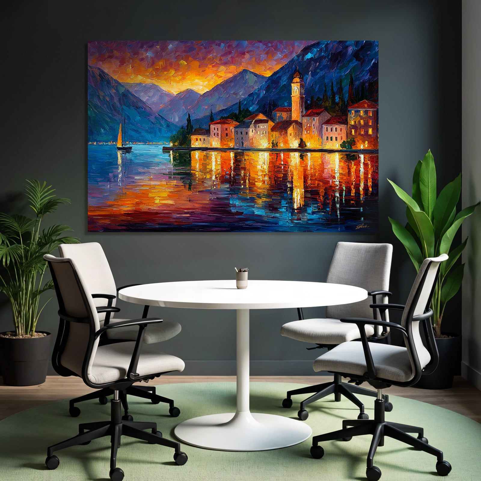 Seeuferdorf Beim Sonnenuntergang