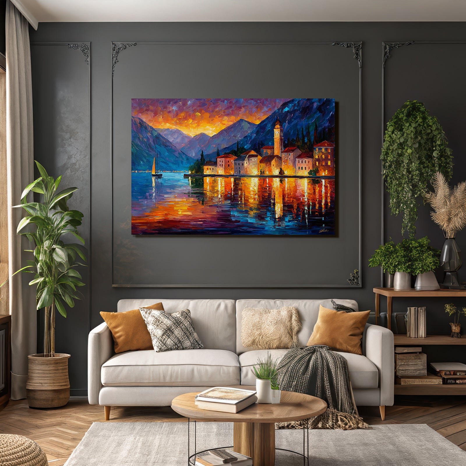 Seeuferdorf Beim Sonnenuntergang