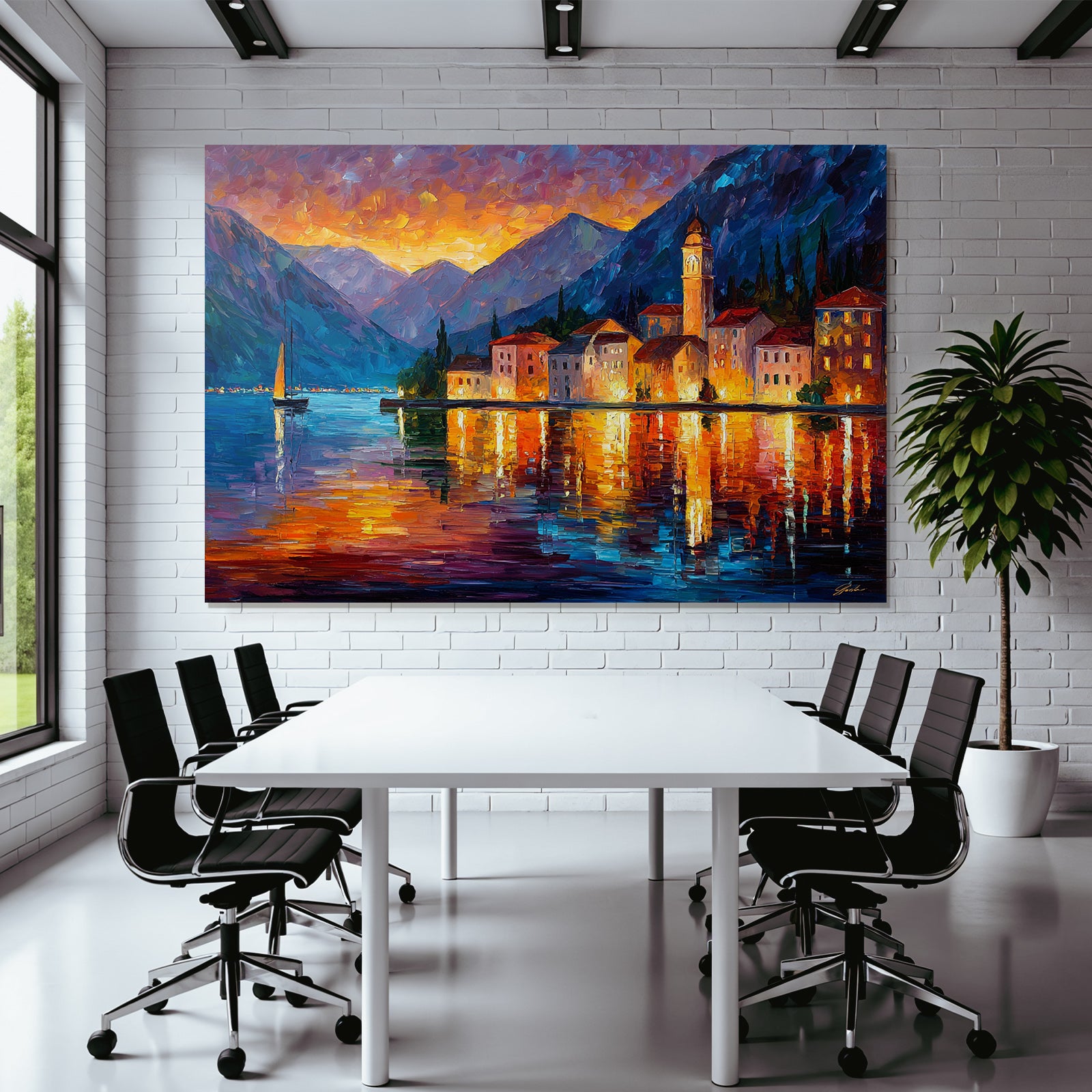 Seeuferdorf Beim Sonnenuntergang