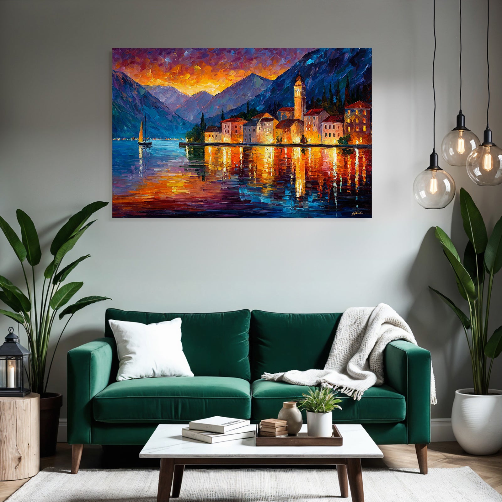 Seeuferdorf Beim Sonnenuntergang