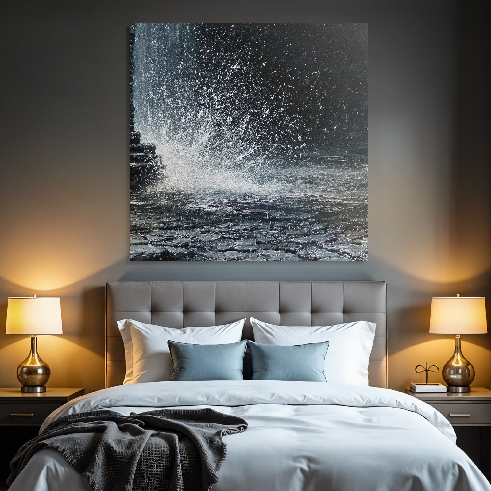 Splashing water on a dark background