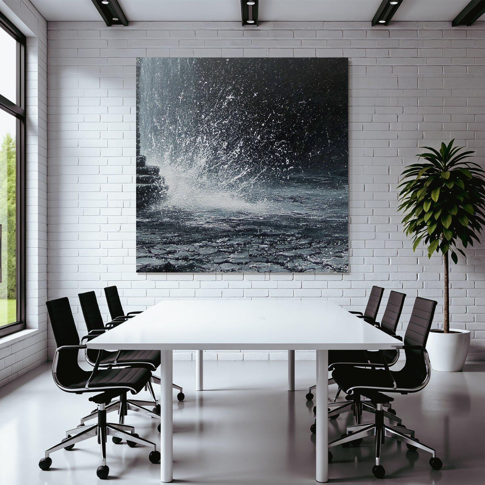 Splashing water on a dark background