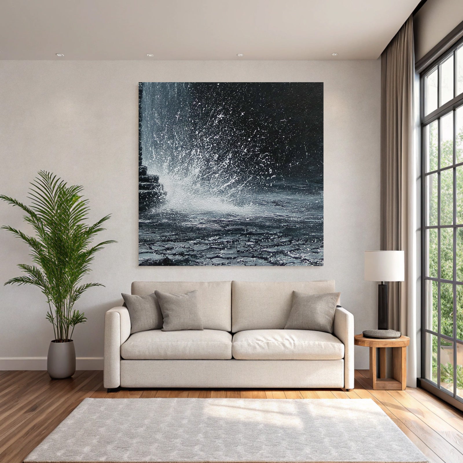 Splashing water on a dark background