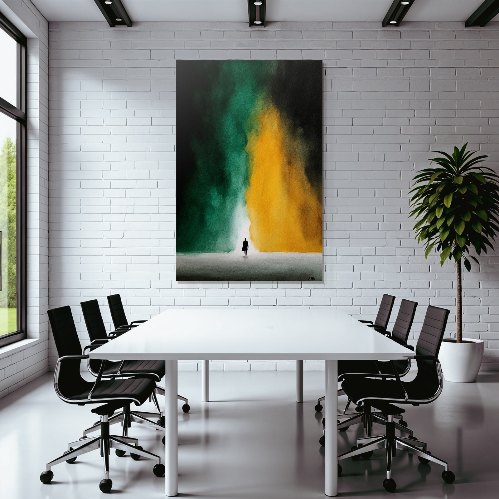 Person Zwischen Grün Und Gelb