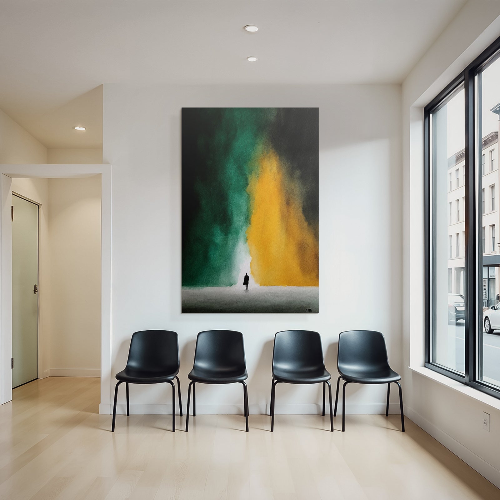 Person Zwischen Grün Und Gelb