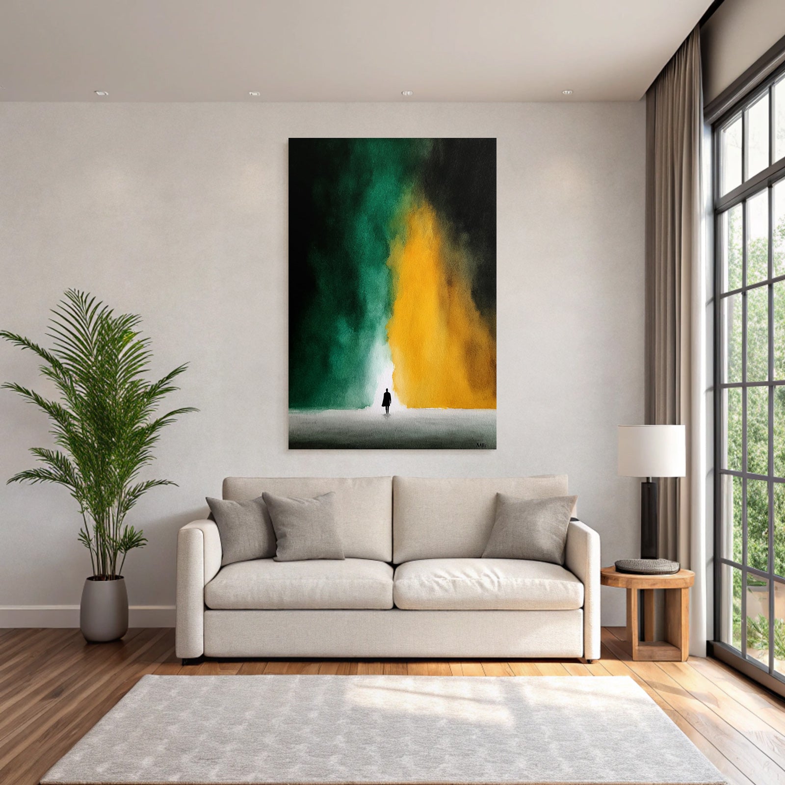 Person Zwischen Grün Und Gelb