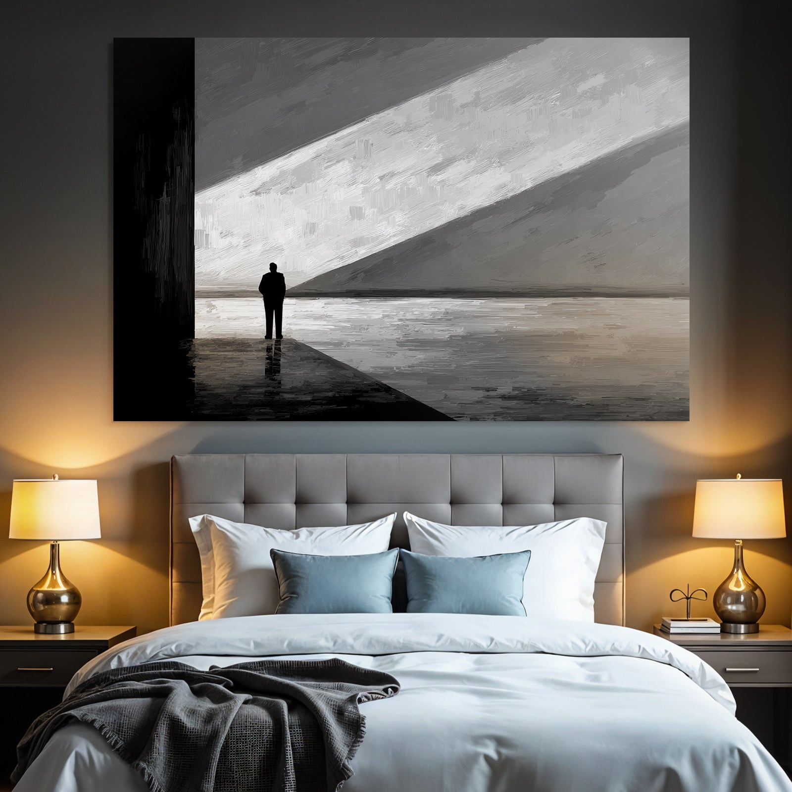 Silhoütte Einer Person Im Starken Licht Und Schatten