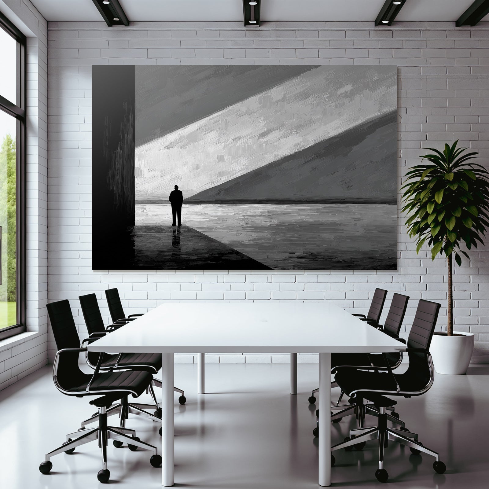 Silhoütte Einer Person Im Starken Licht Und Schatten