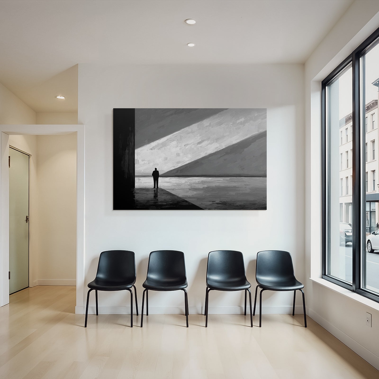 Silhoütte Einer Person Im Starken Licht Und Schatten